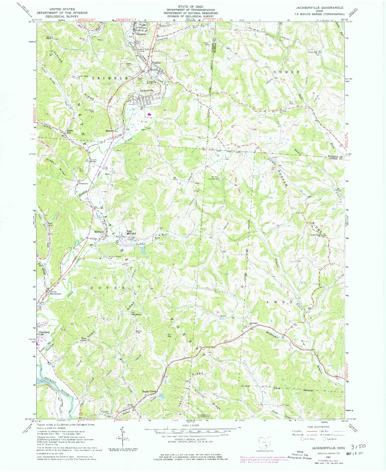 USGS 1:24000-SCALE QUADRANGLE FOR JACKSONVILLE, OH 1961