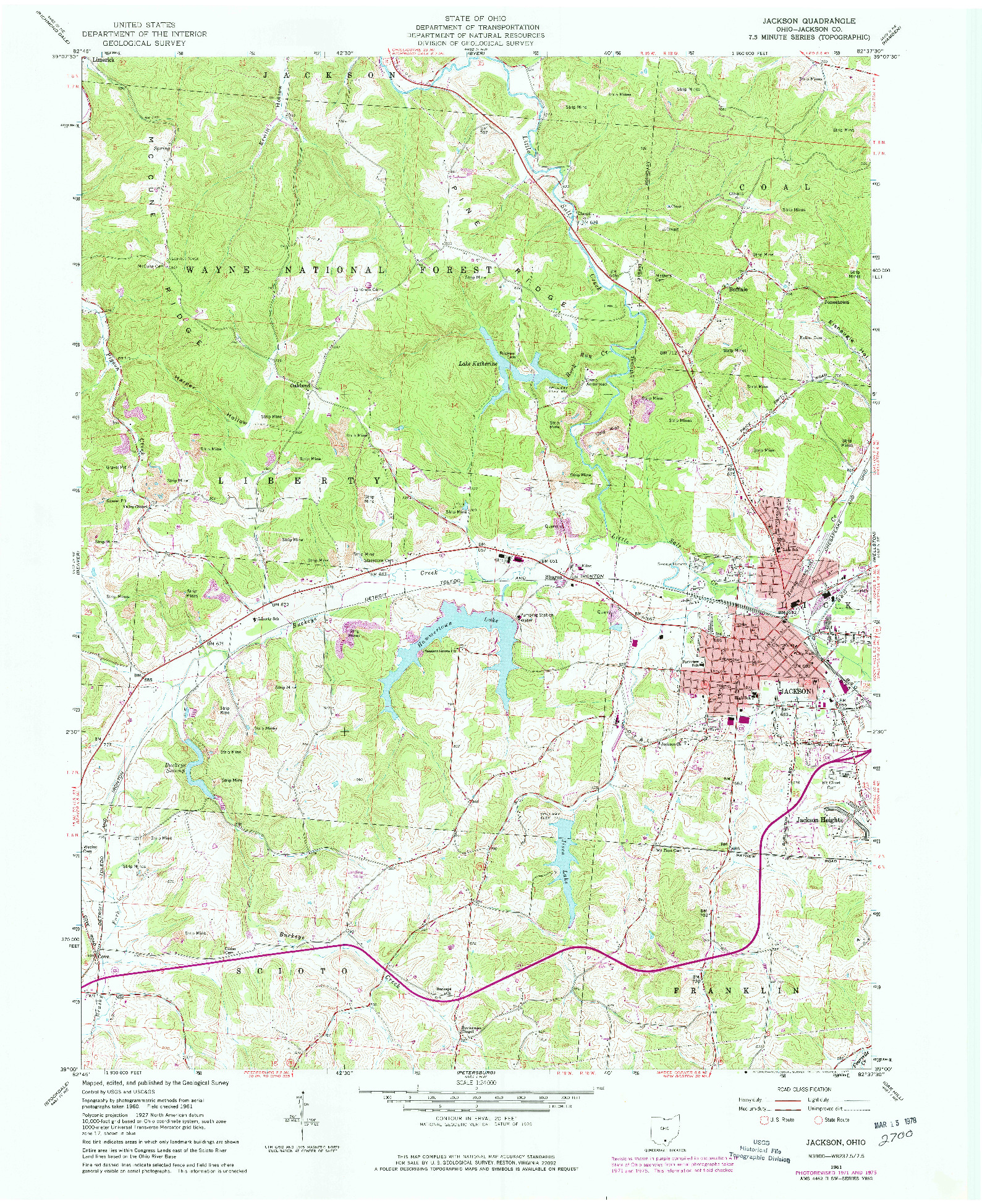 USGS 1:24000-SCALE QUADRANGLE FOR JACKSON, OH 1961