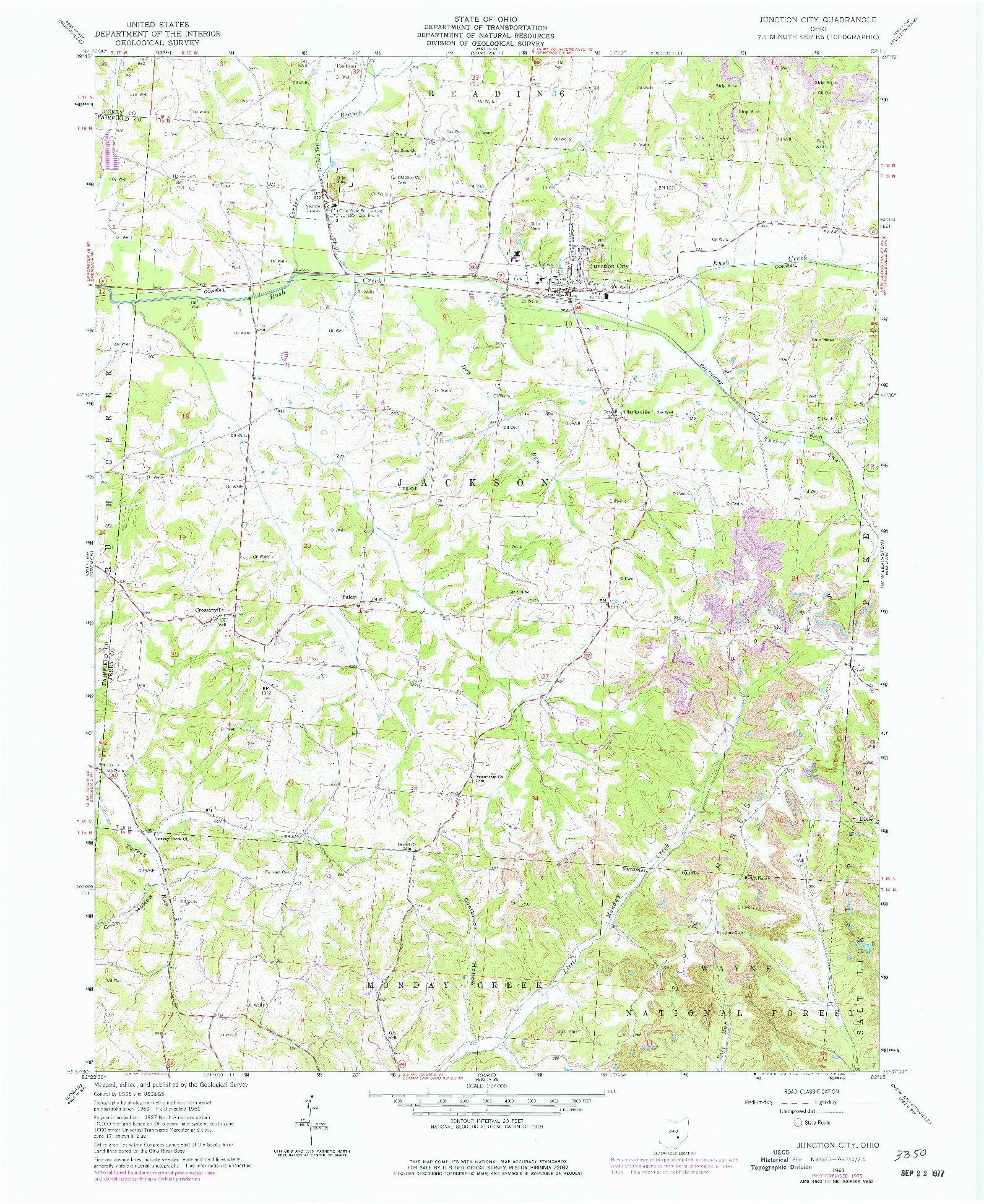 USGS 1:24000-SCALE QUADRANGLE FOR JUNCTION CITY, OH 1961
