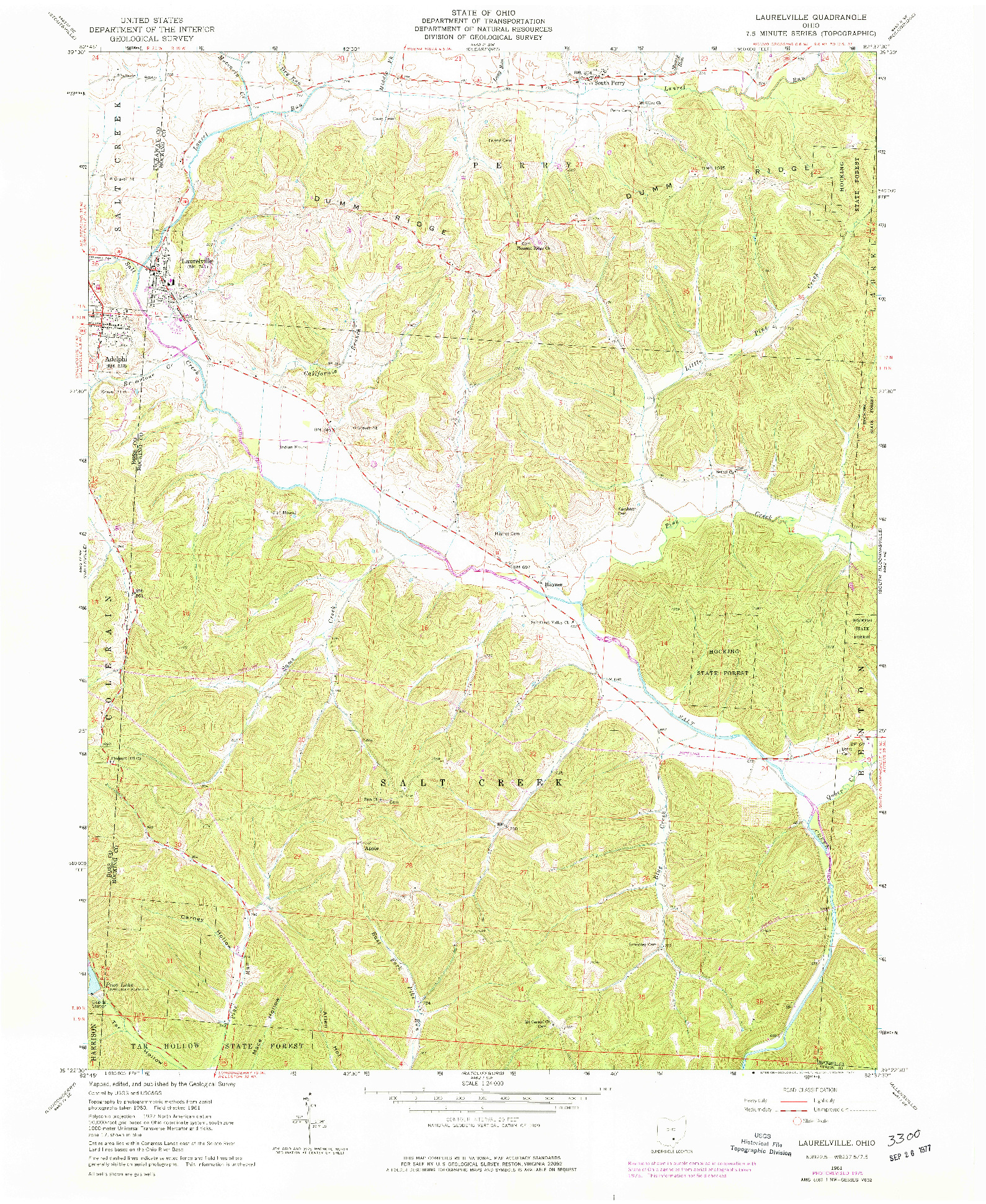 USGS 1:24000-SCALE QUADRANGLE FOR LAURELVILLE, OH 1961