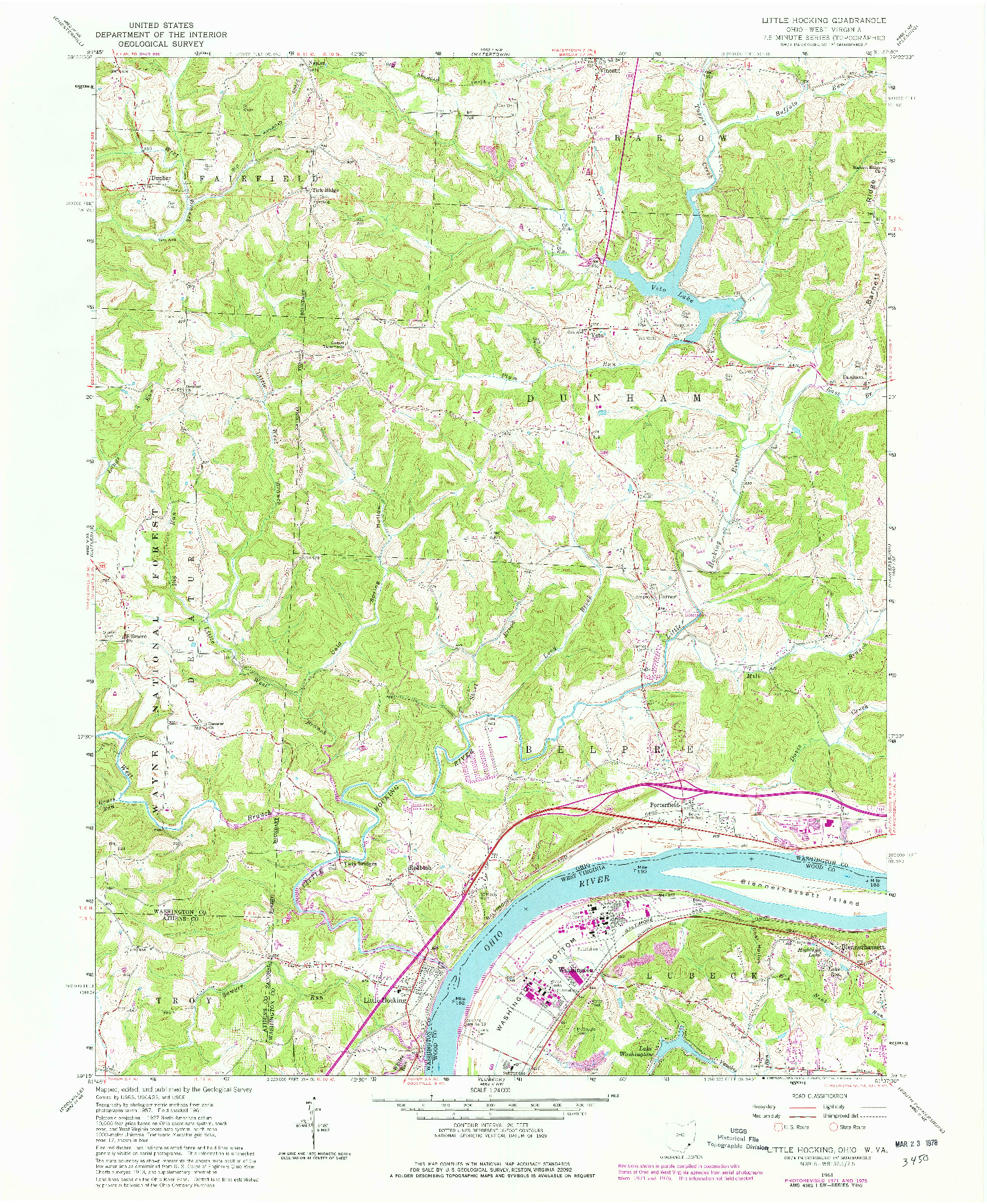 USGS 1:24000-SCALE QUADRANGLE FOR LITTLE HOCKING, OH 1961