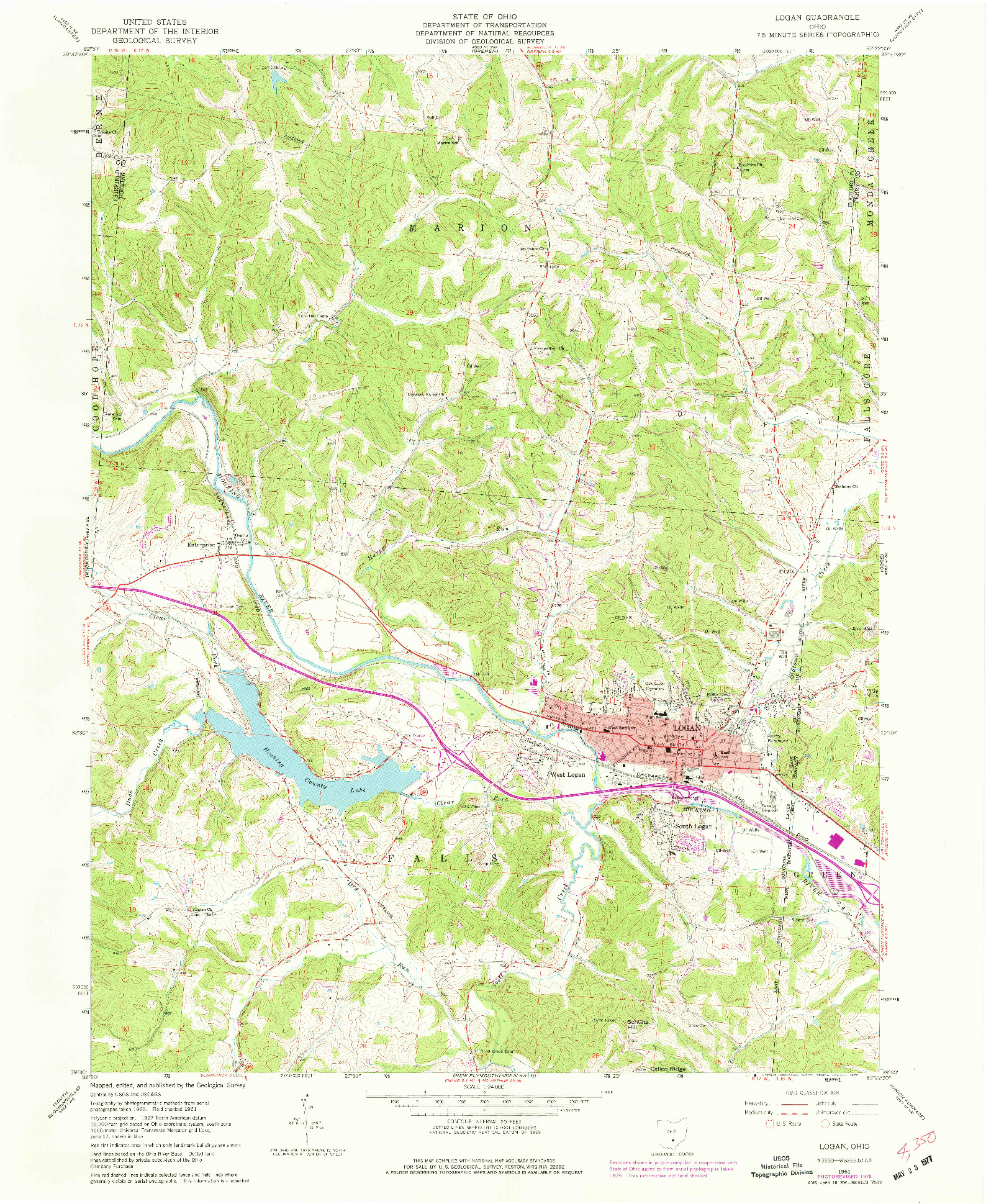 USGS 1:24000-SCALE QUADRANGLE FOR LOGAN, OH 1961