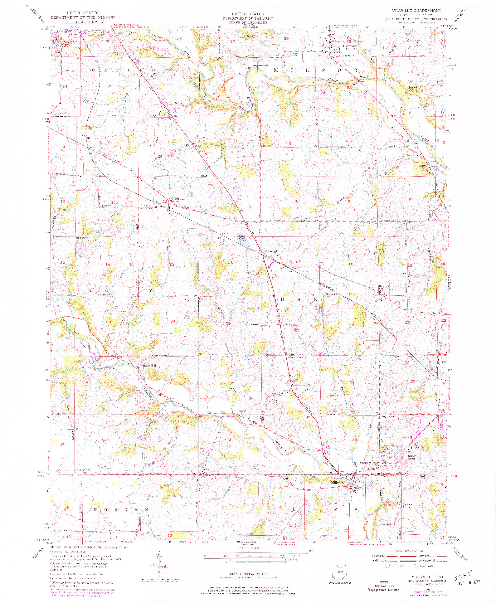 USGS 1:24000-SCALE QUADRANGLE FOR MILLVILLE, OH 1955