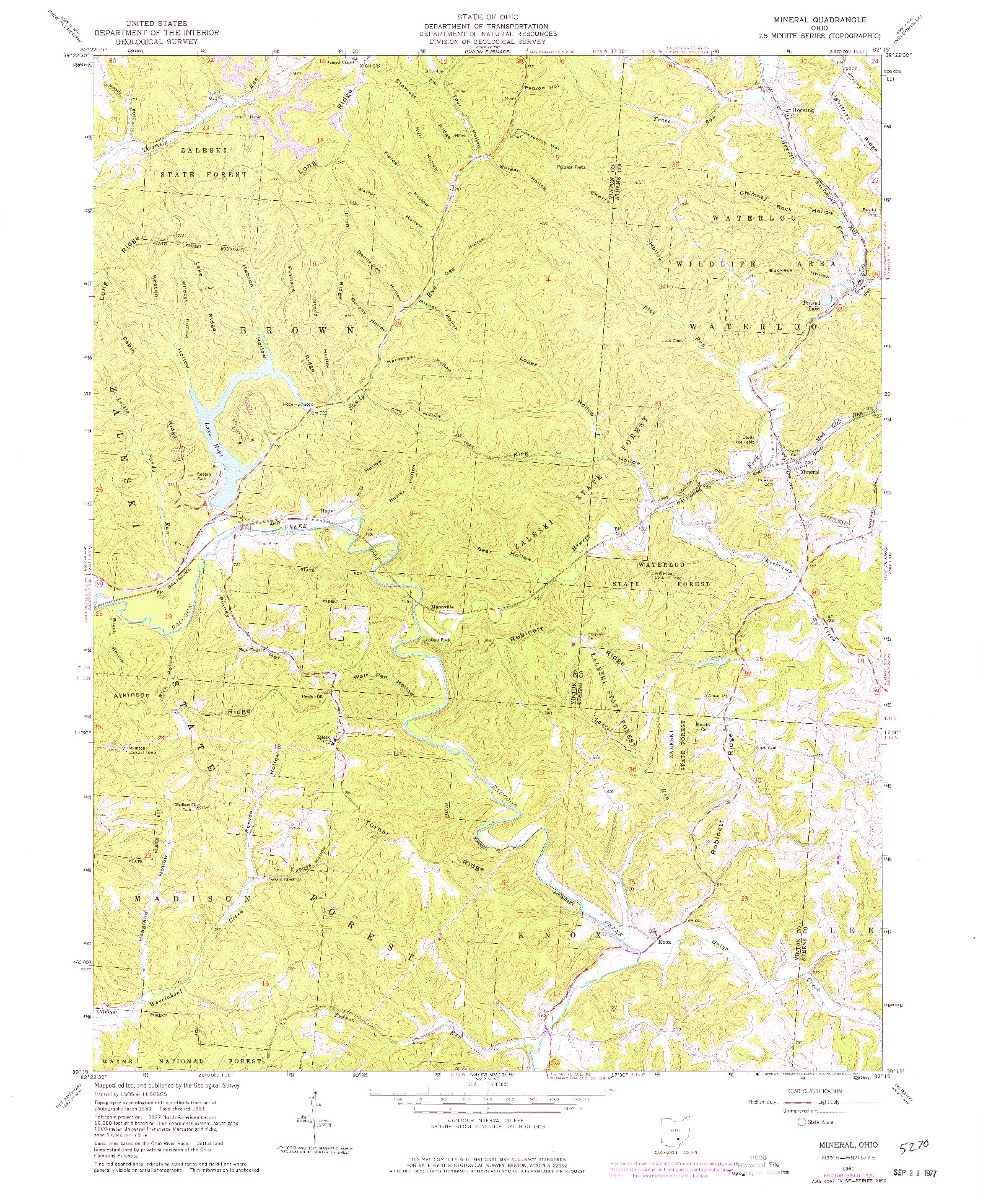 USGS 1:24000-SCALE QUADRANGLE FOR MINERAL, OH 1961