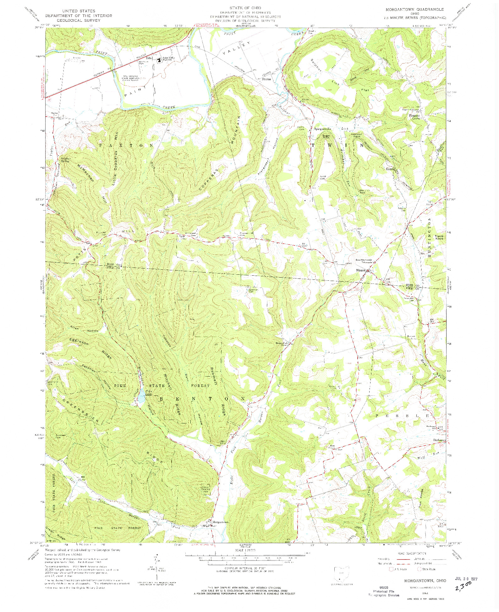 USGS 1:24000-SCALE QUADRANGLE FOR MORGANTOWN, OH 1961