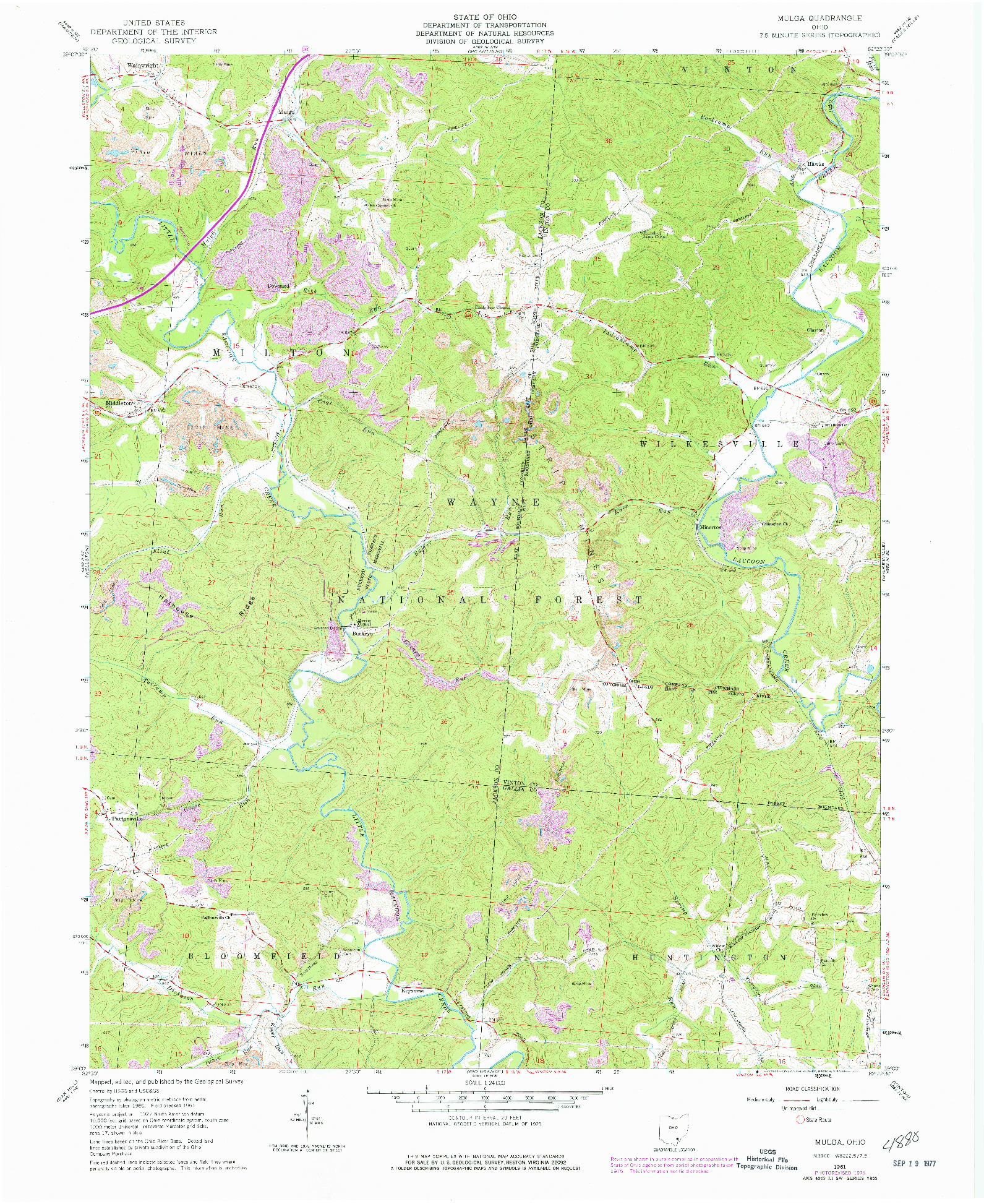 USGS 1:24000-SCALE QUADRANGLE FOR MULGA, OH 1961