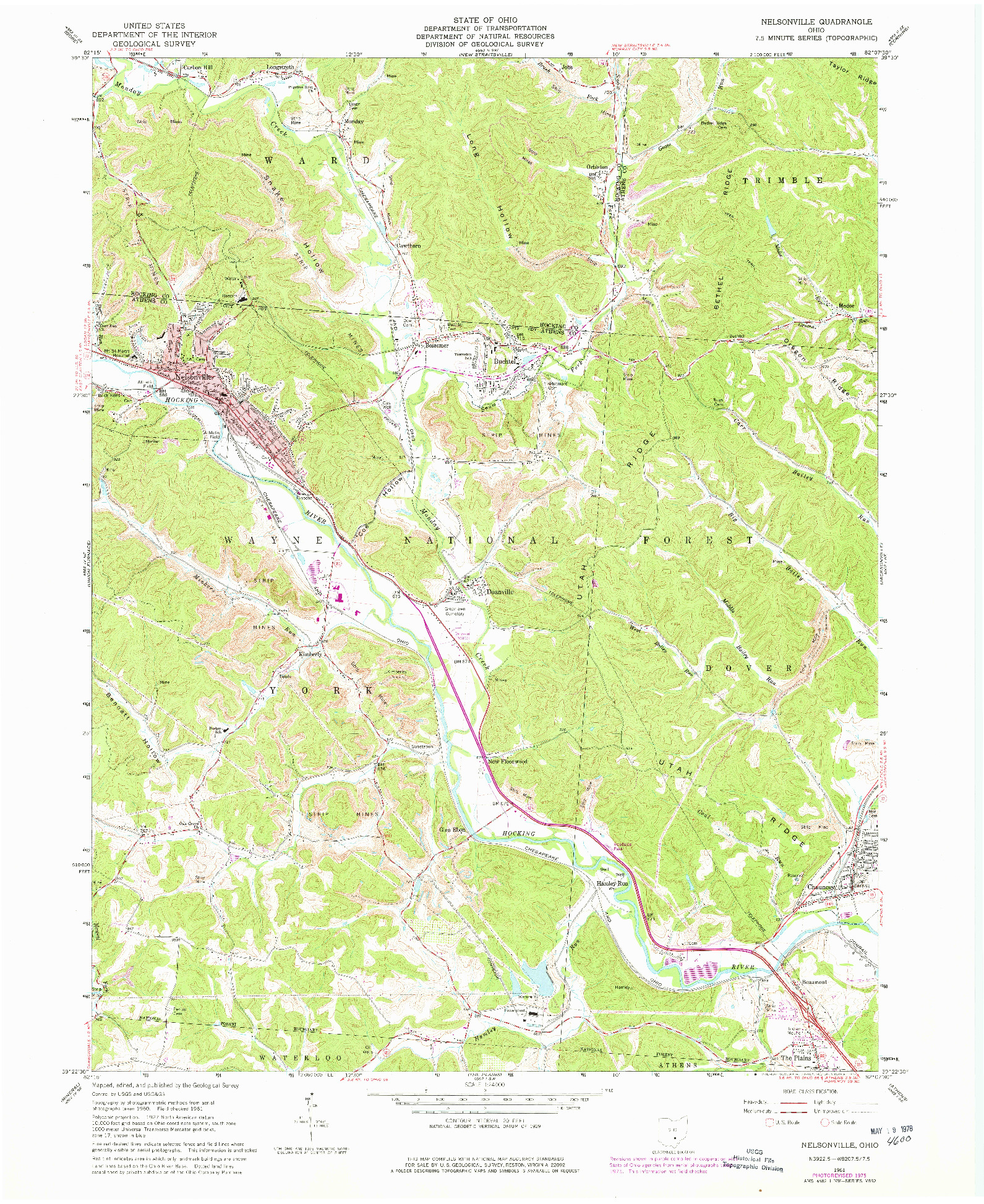 USGS 1:24000-SCALE QUADRANGLE FOR NELSONVILLE, OH 1961