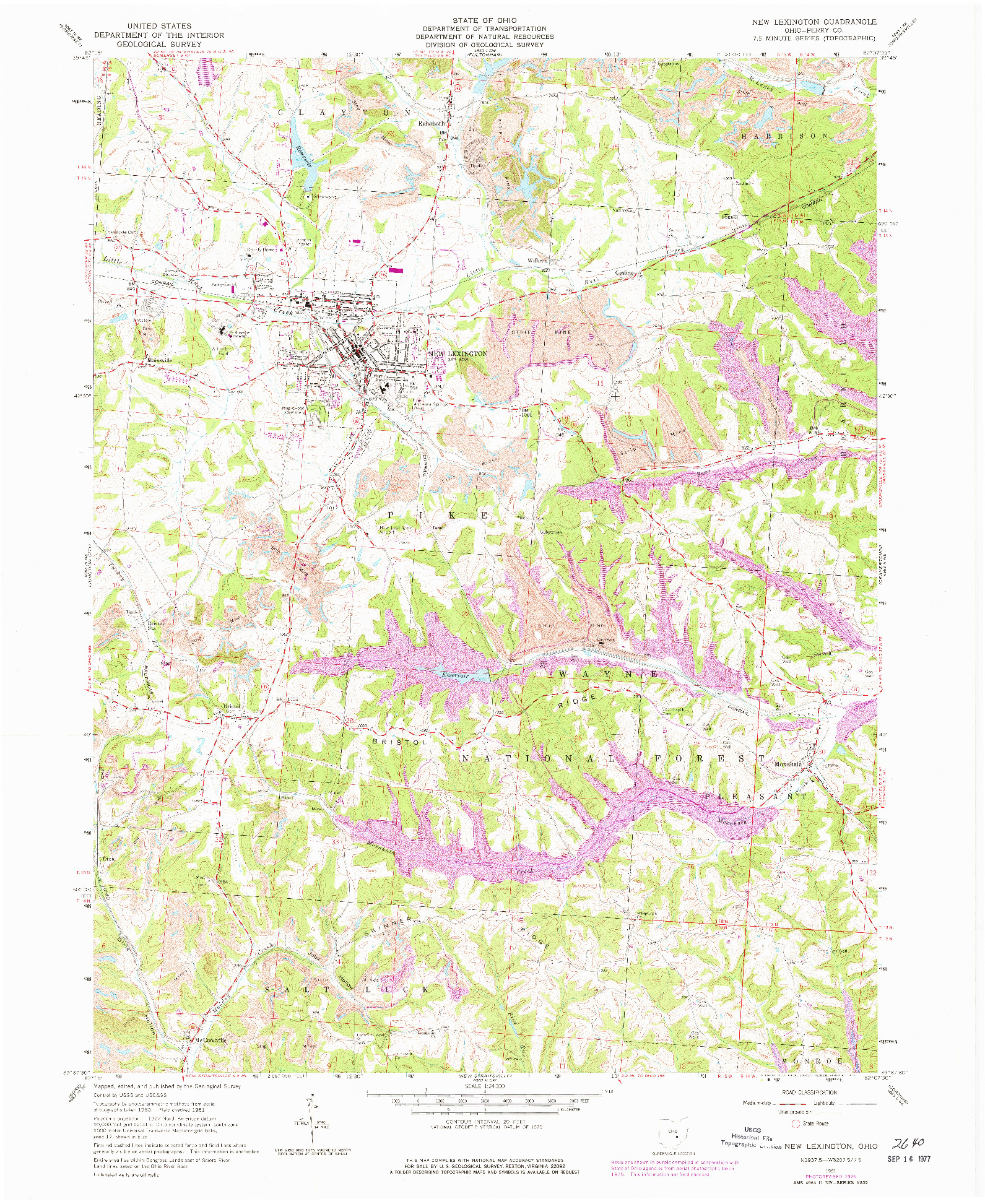 USGS 1:24000-SCALE QUADRANGLE FOR NEW LEXINGTON, OH 1961