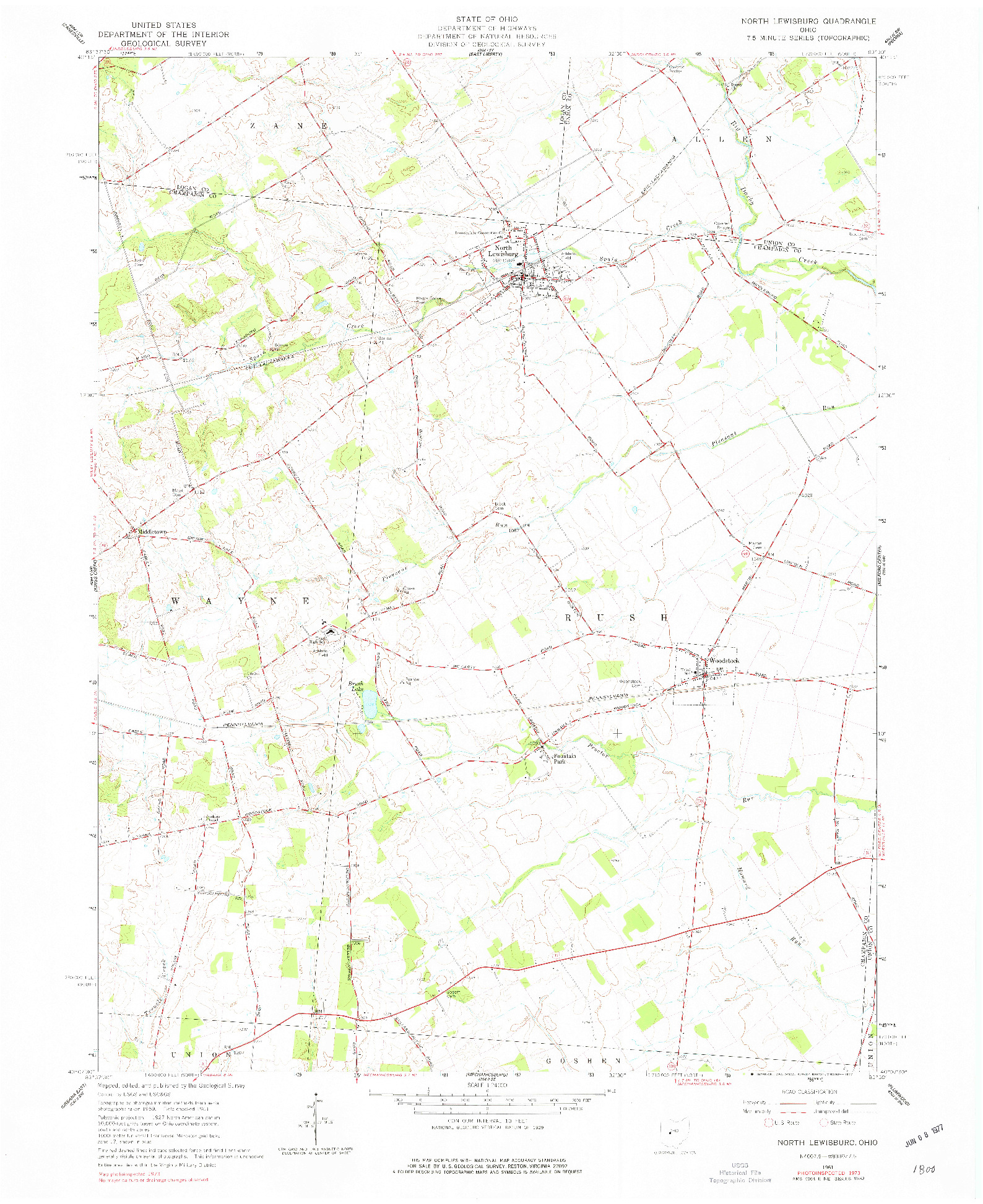 USGS 1:24000-SCALE QUADRANGLE FOR NORTH LEWISBURG, OH 1961