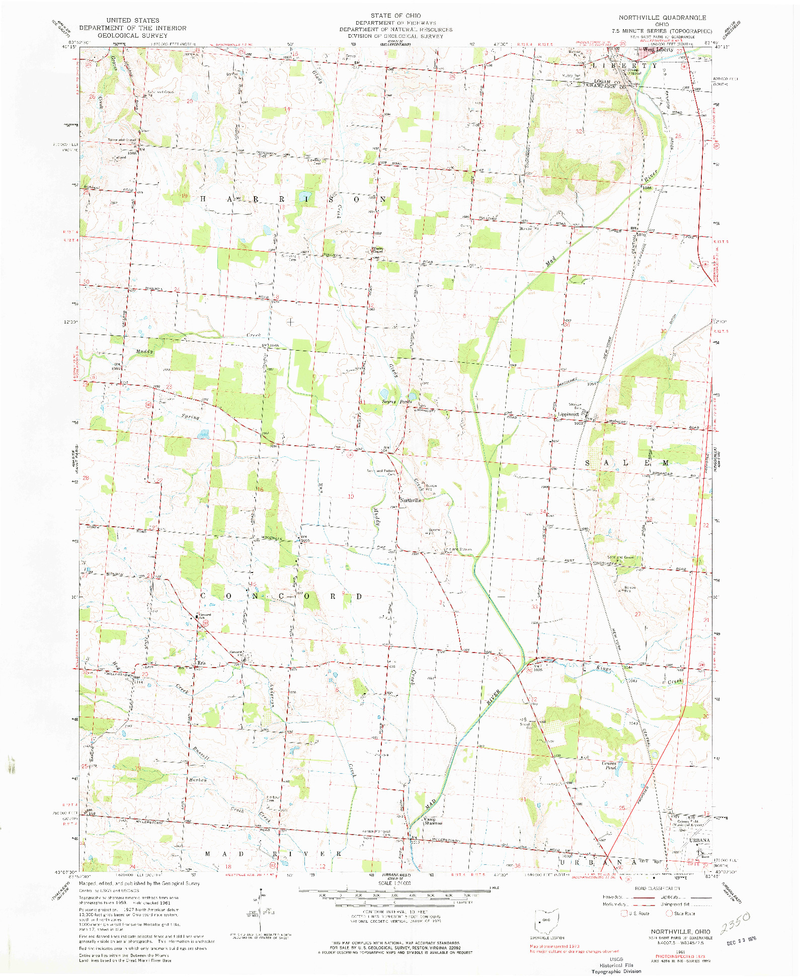 USGS 1:24000-SCALE QUADRANGLE FOR NORTHVILLE, OH 1961