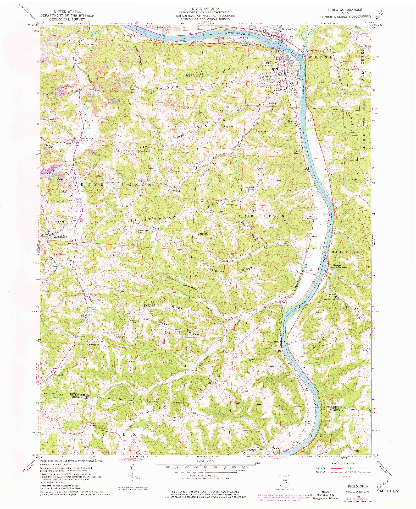 USGS 1:24000-SCALE QUADRANGLE FOR PHILO, OH 1961