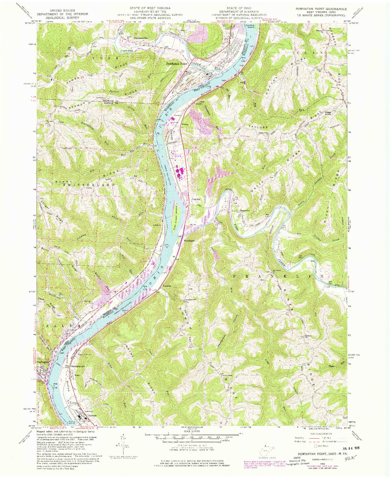 USGS 1:24000-SCALE QUADRANGLE FOR POWHATAN POINT, OH 1960