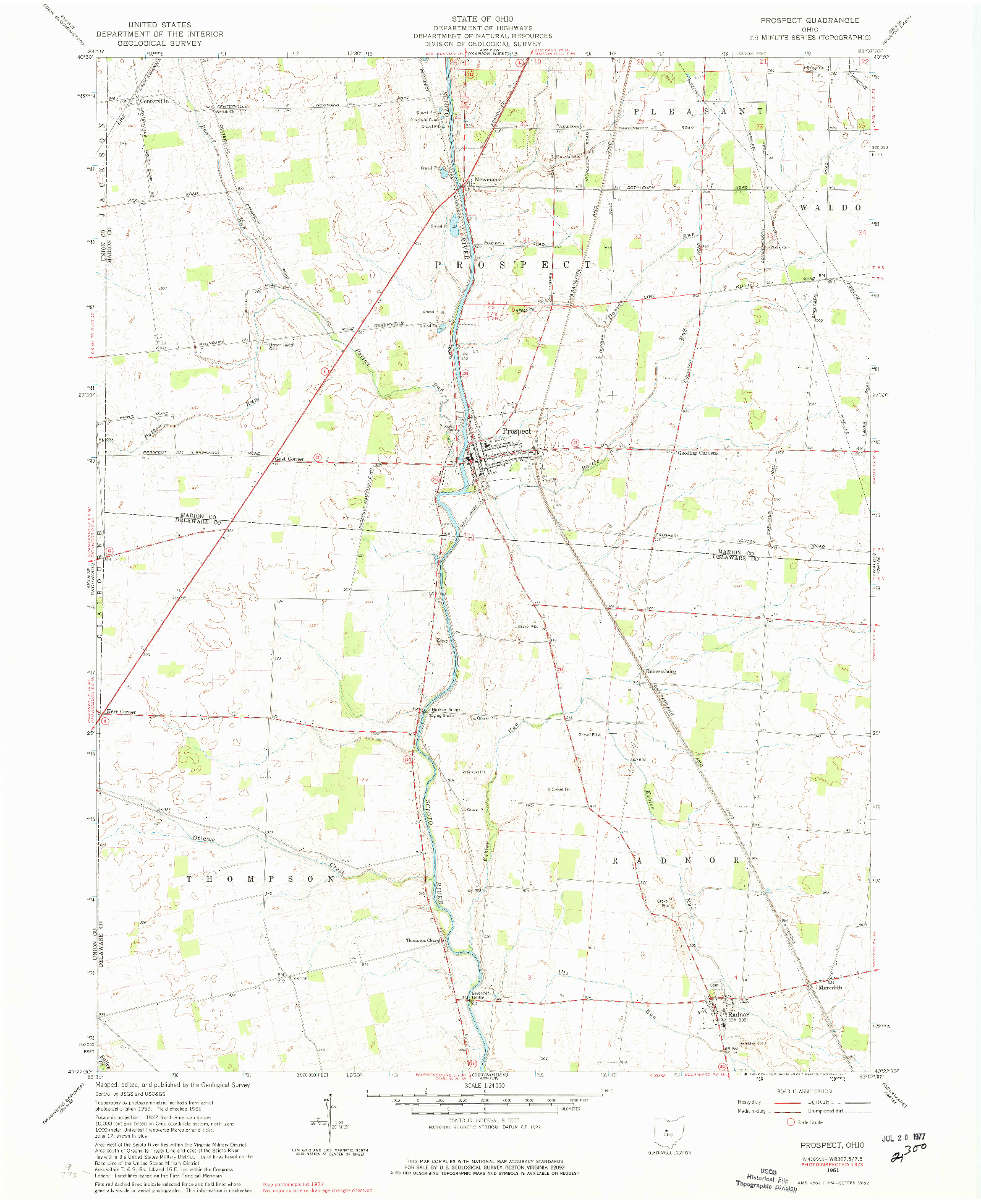 USGS 1:24000-SCALE QUADRANGLE FOR PROSPECT, OH 1961