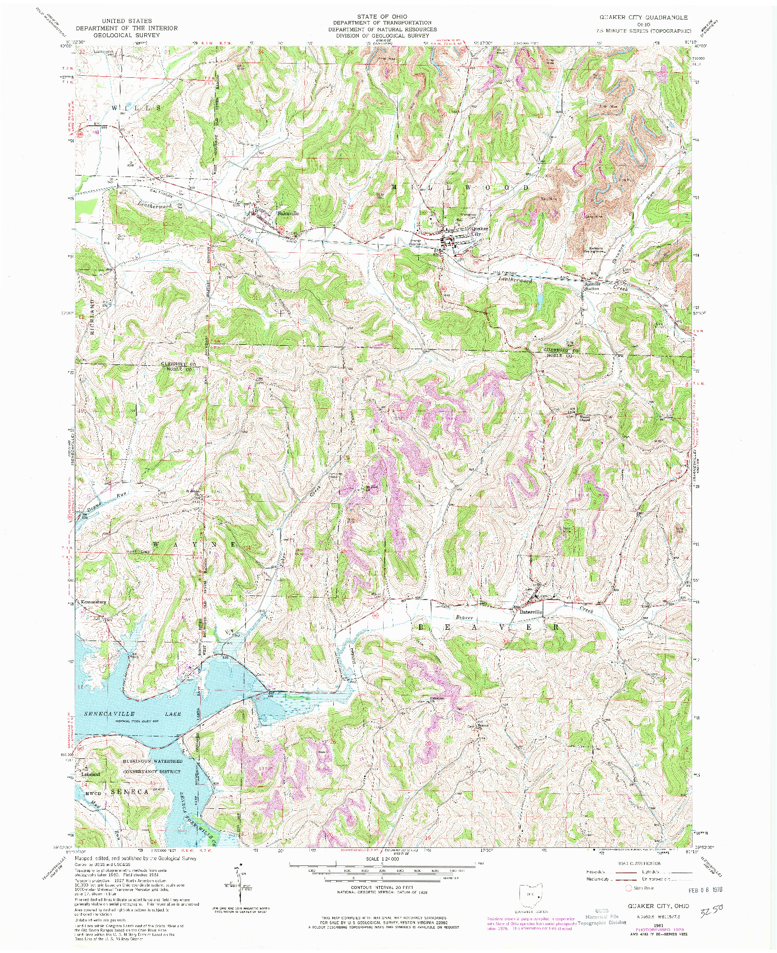 USGS 1:24000-SCALE QUADRANGLE FOR QUAKER CITY, OH 1961