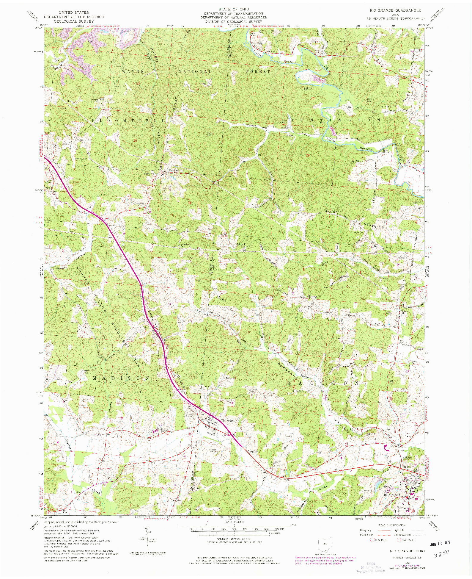 USGS 1:24000-SCALE QUADRANGLE FOR RIO GRANDE, OH 1961