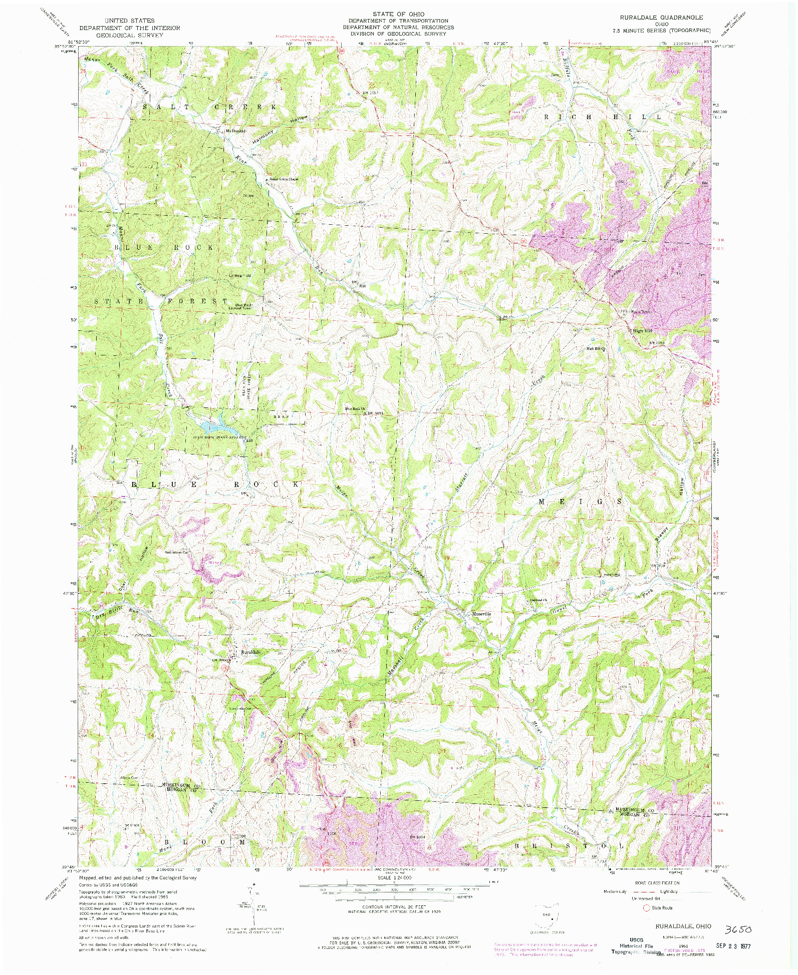 USGS 1:24000-SCALE QUADRANGLE FOR RURALDALE, OH 1961