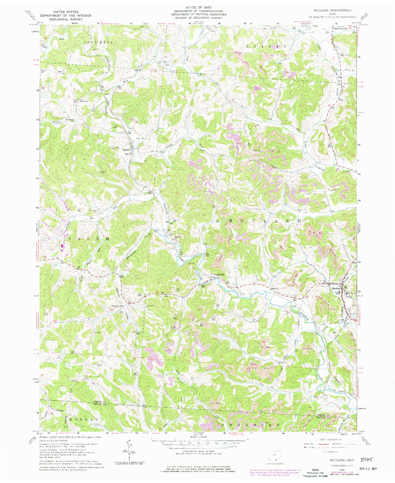 USGS 1:24000-SCALE QUADRANGLE FOR RUTLAND, OH 1960