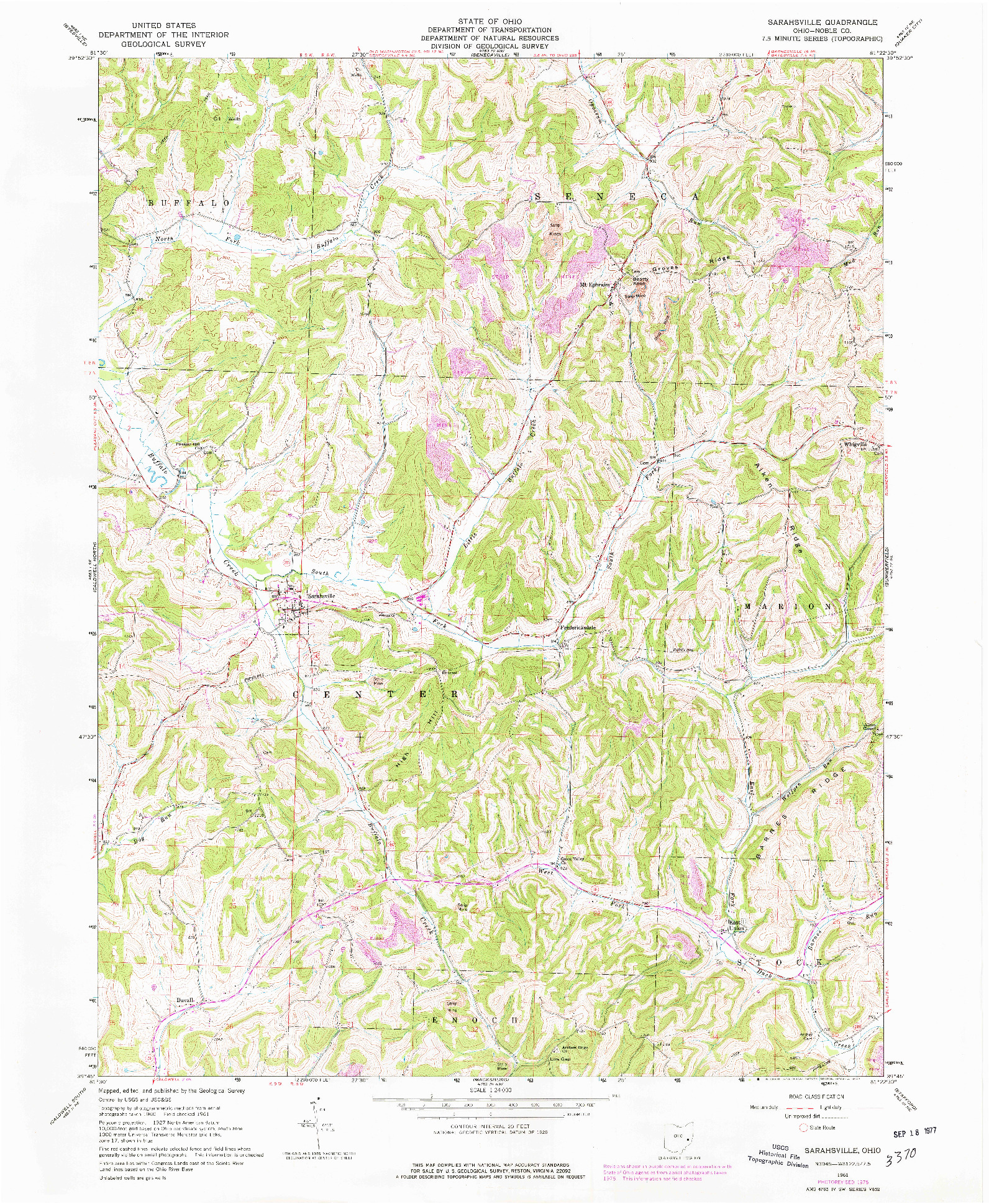 USGS 1:24000-SCALE QUADRANGLE FOR SARAHSVILLE, OH 1961