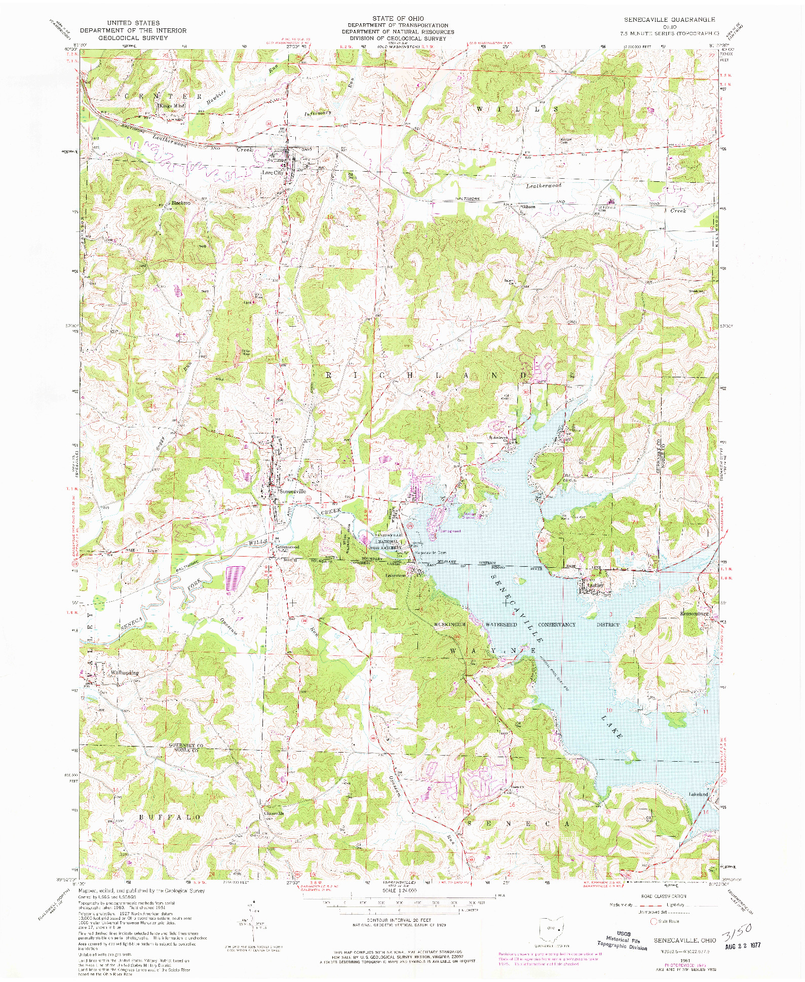 USGS 1:24000-SCALE QUADRANGLE FOR SENECAVILLE, OH 1961