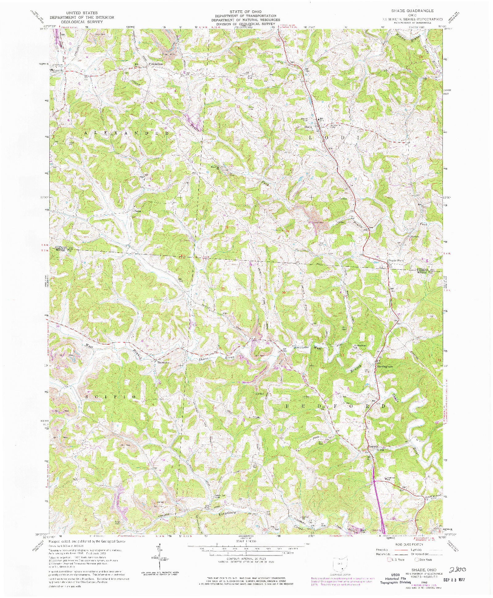 USGS 1:24000-SCALE QUADRANGLE FOR SHADE, OH 1960