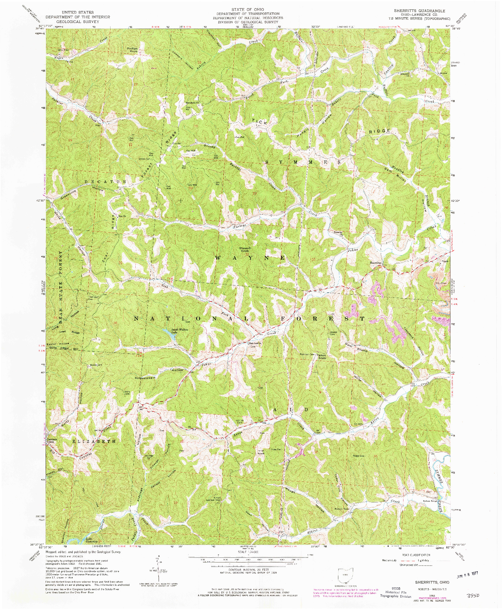 USGS 1:24000-SCALE QUADRANGLE FOR SHERRITTS, OH 1961