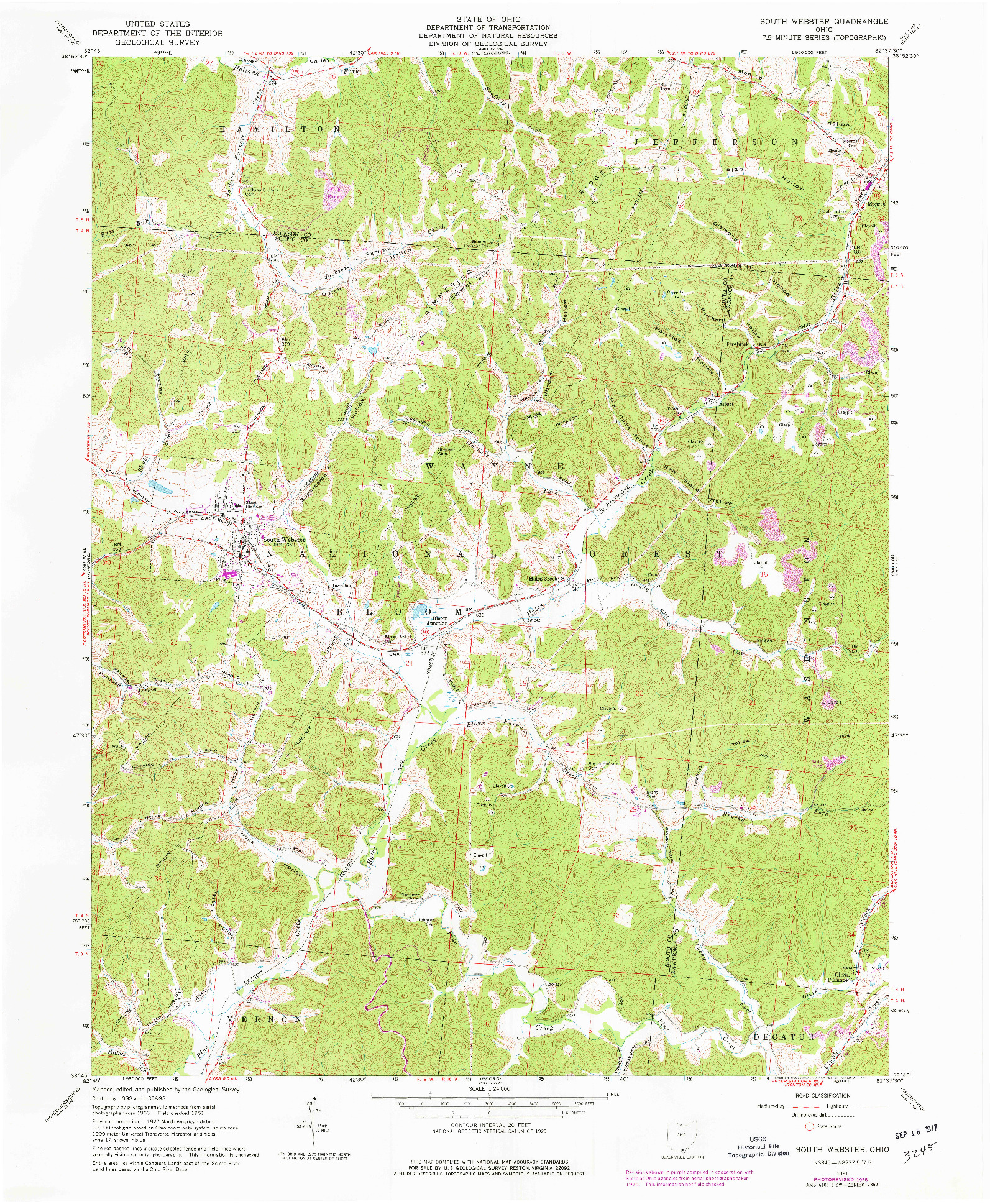 USGS 1:24000-SCALE QUADRANGLE FOR SOUTH WEBSTER, OH 1961