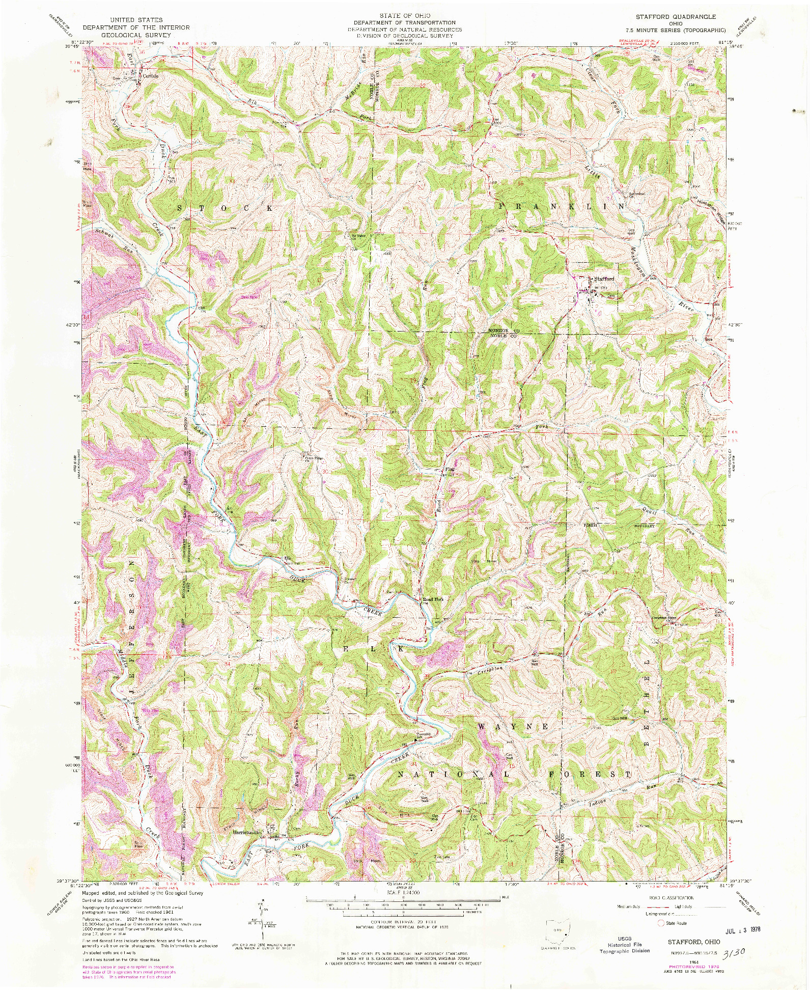 USGS 1:24000-SCALE QUADRANGLE FOR STAFFORD, OH 1961