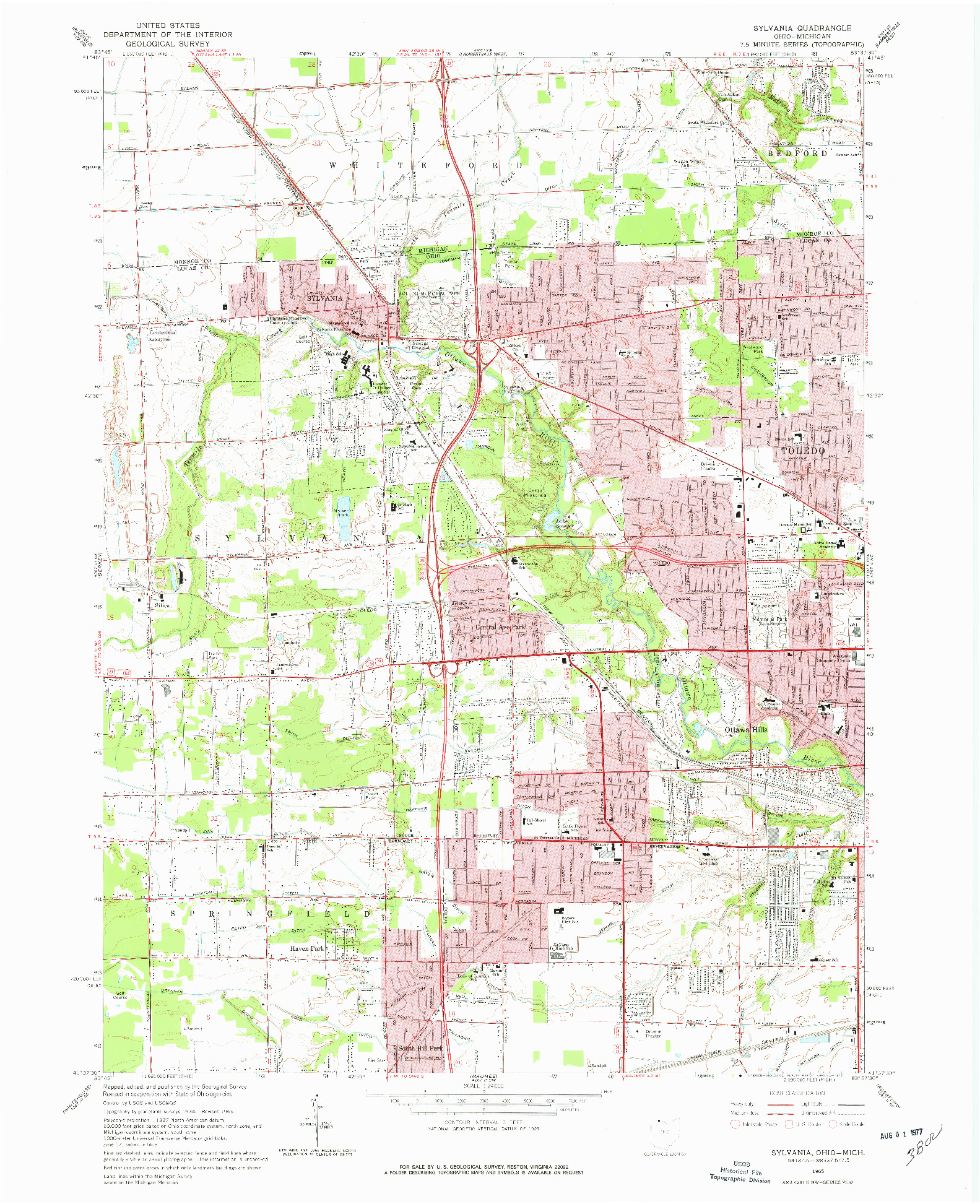 USGS 1:24000-SCALE QUADRANGLE FOR SYLVANIA, OH 1965