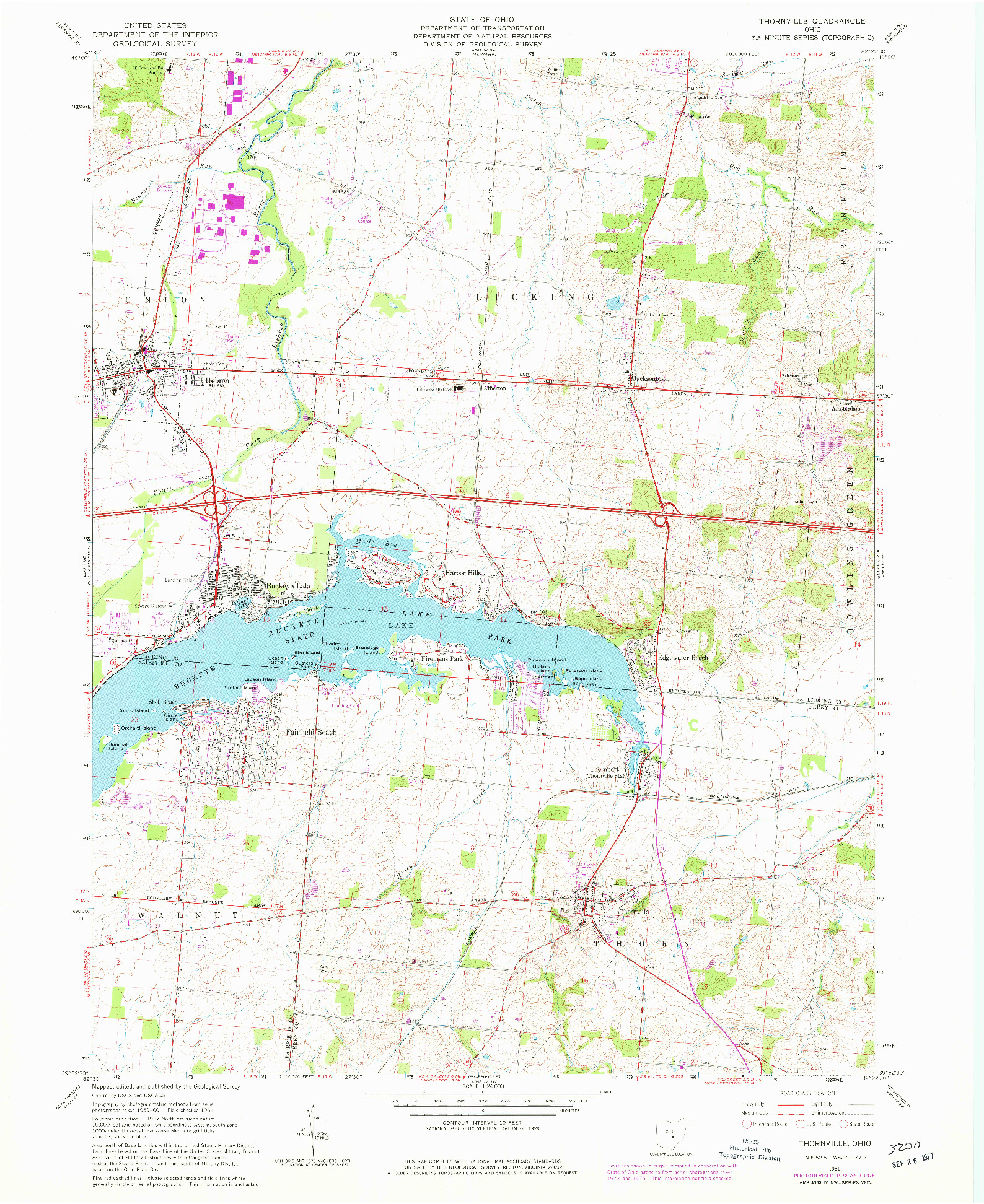 USGS 1:24000-SCALE QUADRANGLE FOR THORNVILLE, OH 1961