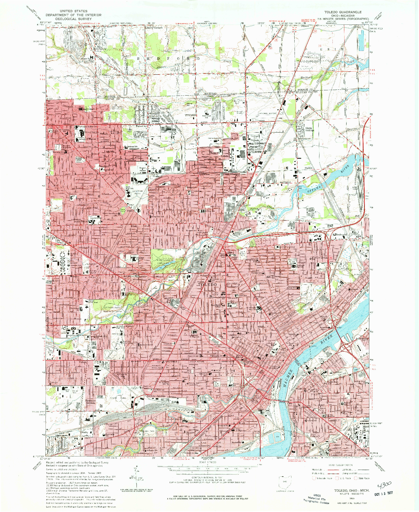 USGS 1:24000-SCALE QUADRANGLE FOR TOLEDO, OH 1965