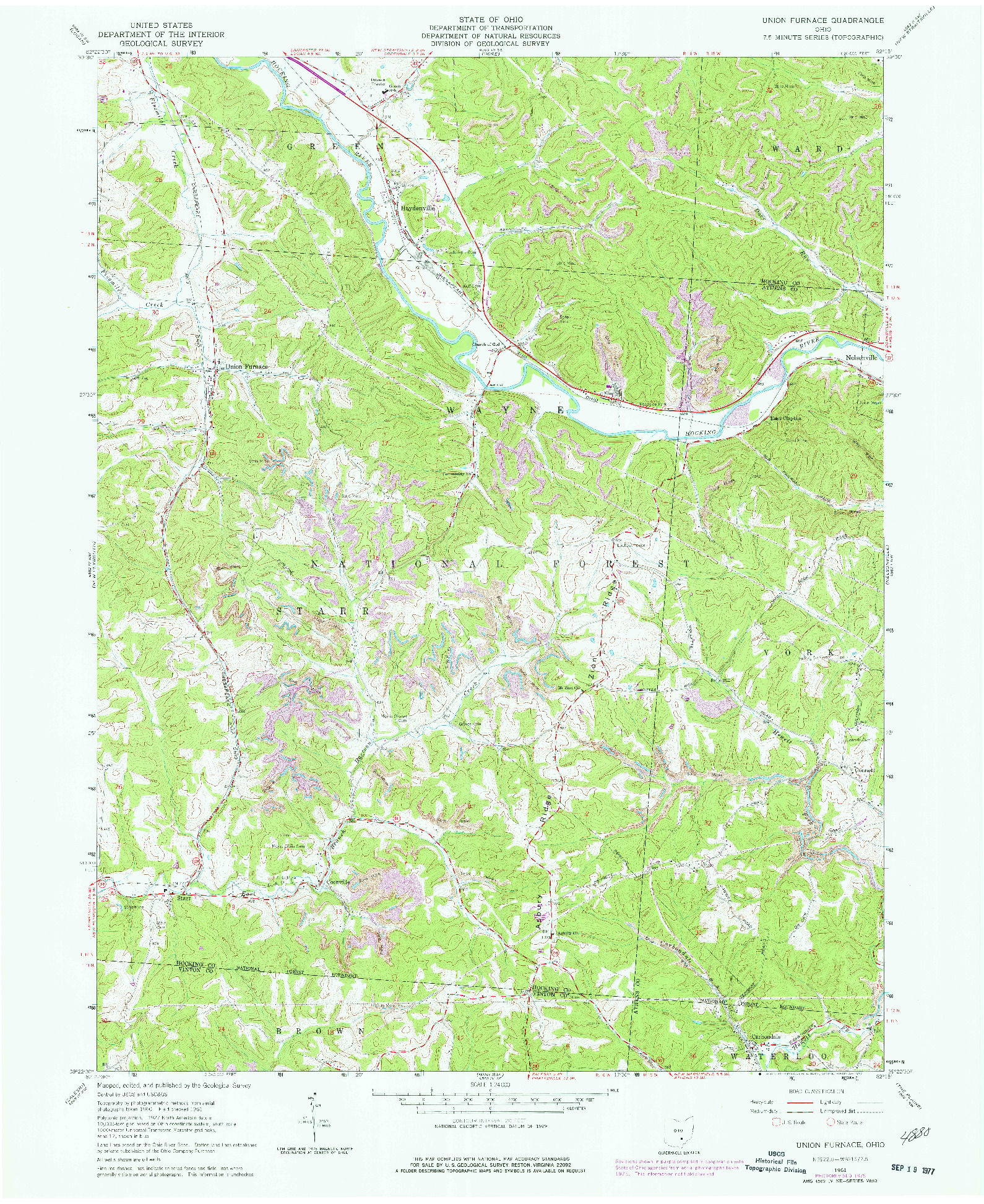 USGS 1:24000-SCALE QUADRANGLE FOR UNION FURNACE, OH 1961