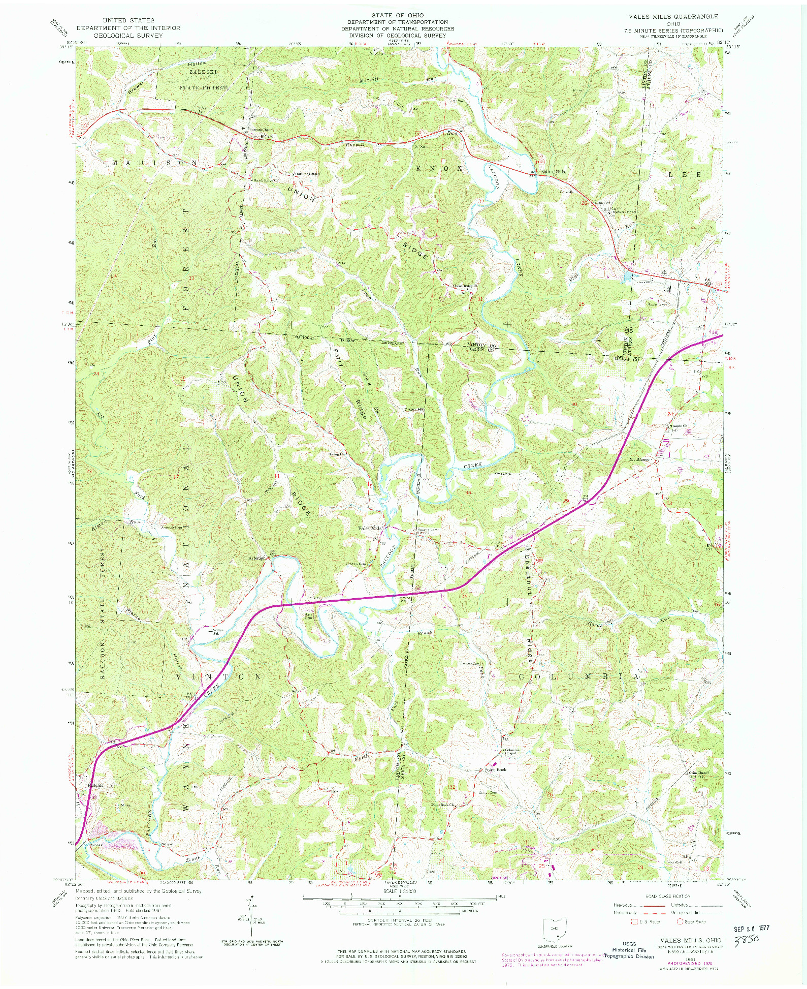 USGS 1:24000-SCALE QUADRANGLE FOR VALES MILLS, OH 1961