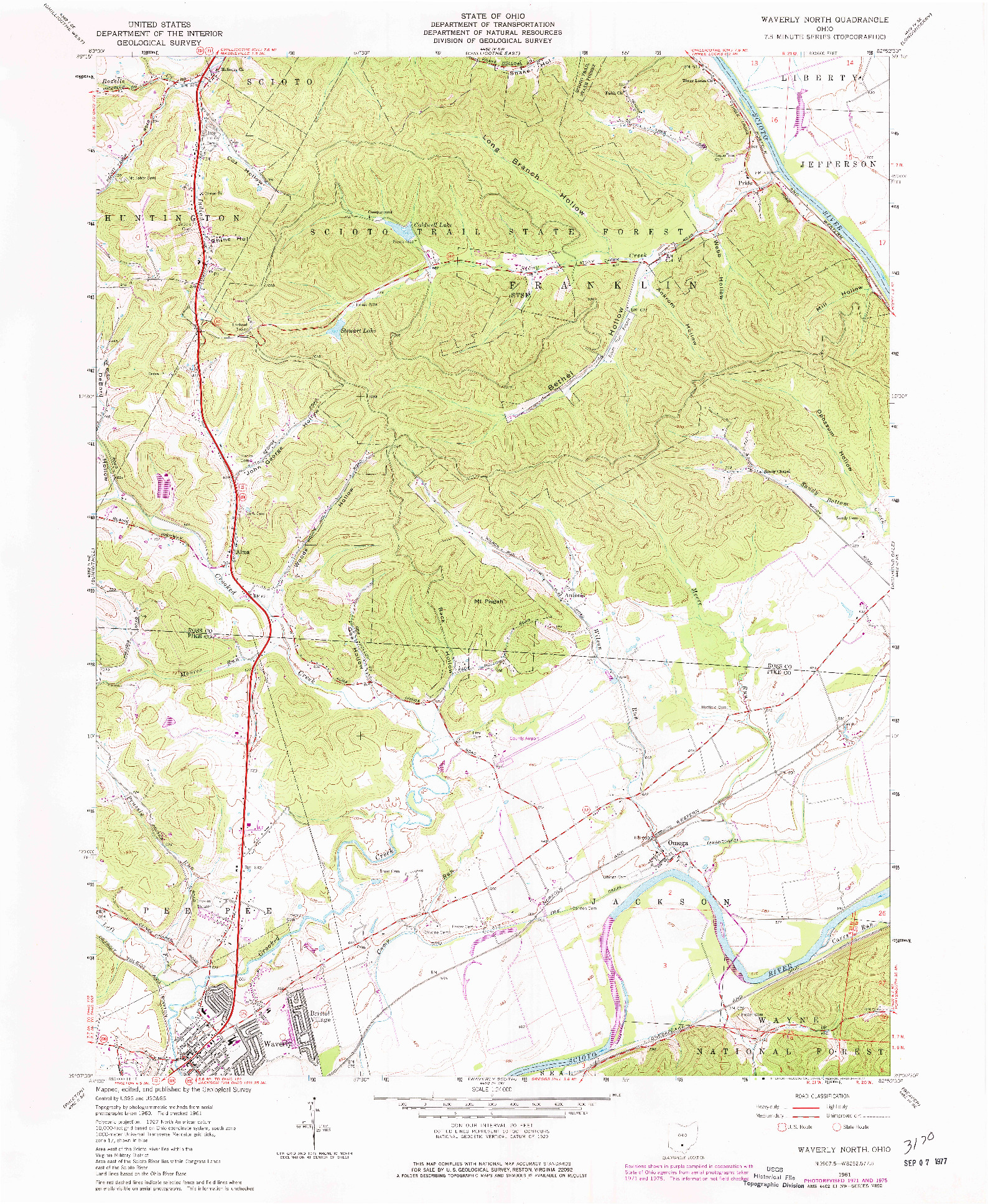 USGS 1:24000-SCALE QUADRANGLE FOR WAVERLY NORTH, OH 1961