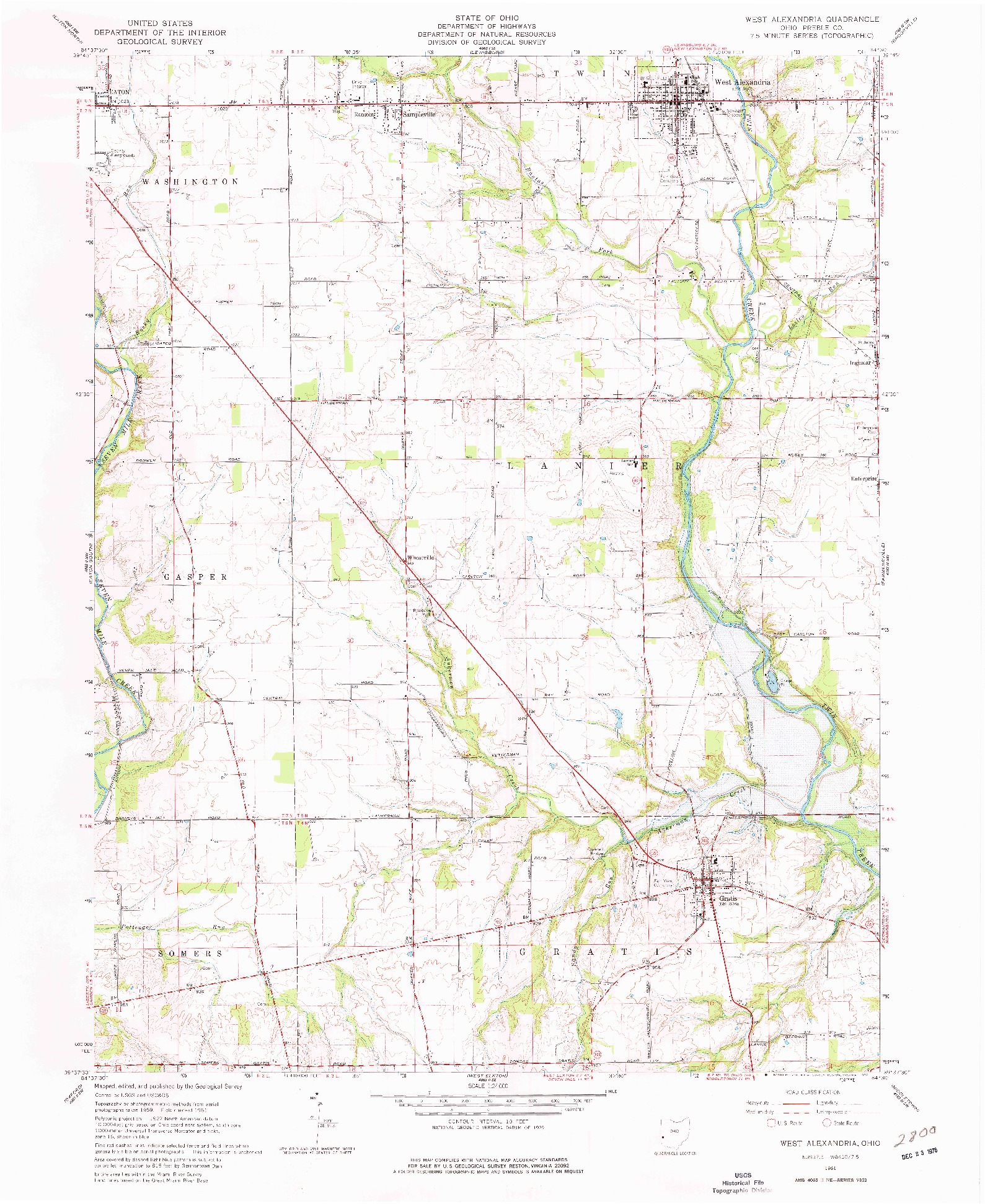 USGS 1:24000-SCALE QUADRANGLE FOR WEST ALEXANDRIA, OH 1961