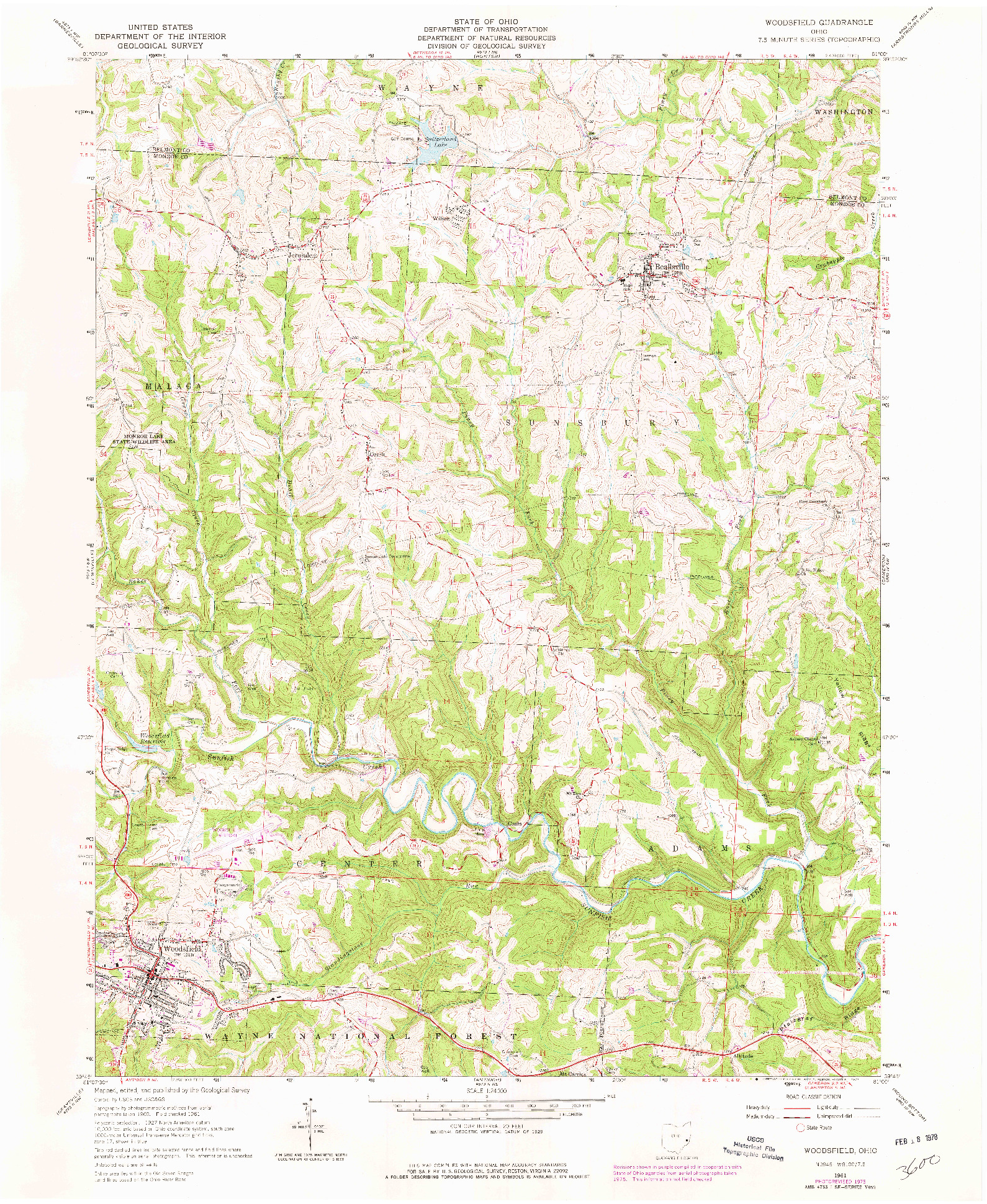 USGS 1:24000-SCALE QUADRANGLE FOR WOODSFIELD, OH 1961