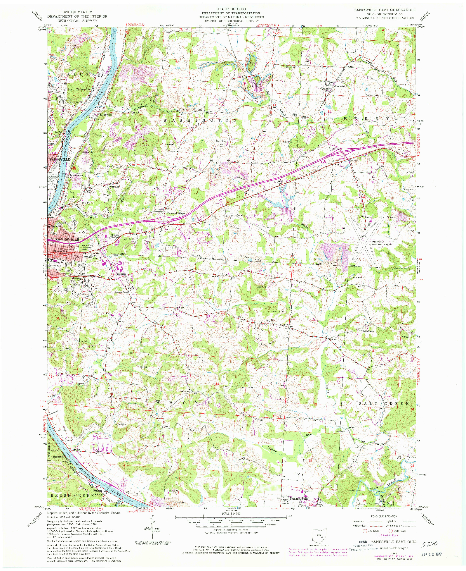 USGS 1:24000-SCALE QUADRANGLE FOR ZANESVILLE EAST, OH 1961