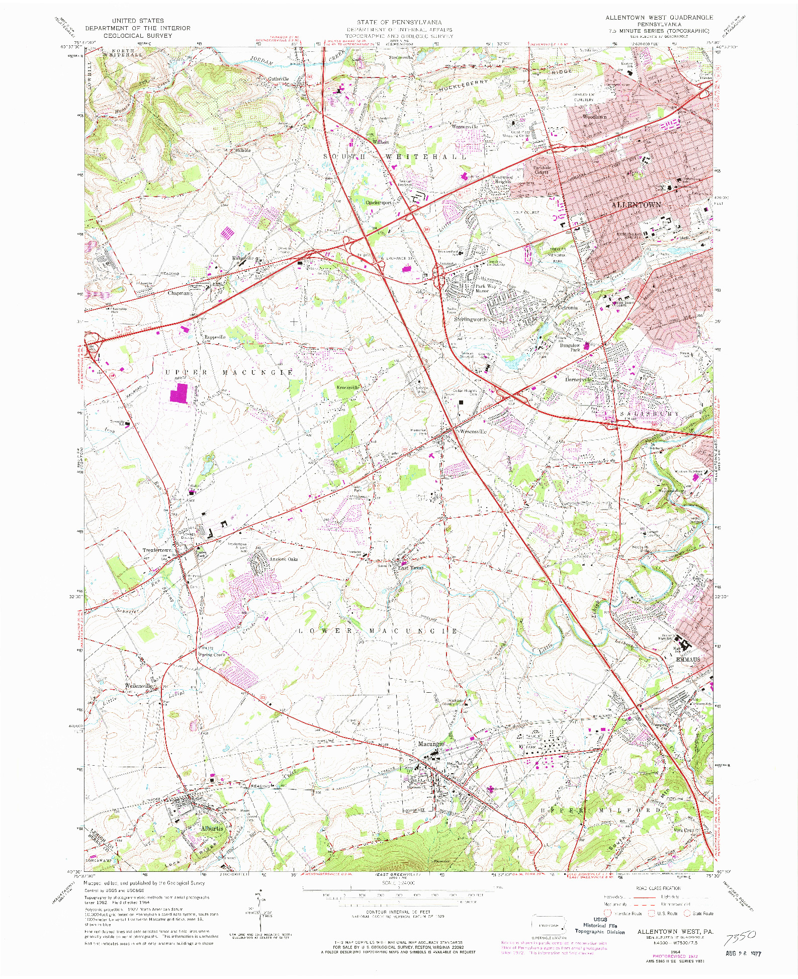 USGS 1:24000-SCALE QUADRANGLE FOR ALLENTOWN WEST, PA 1964