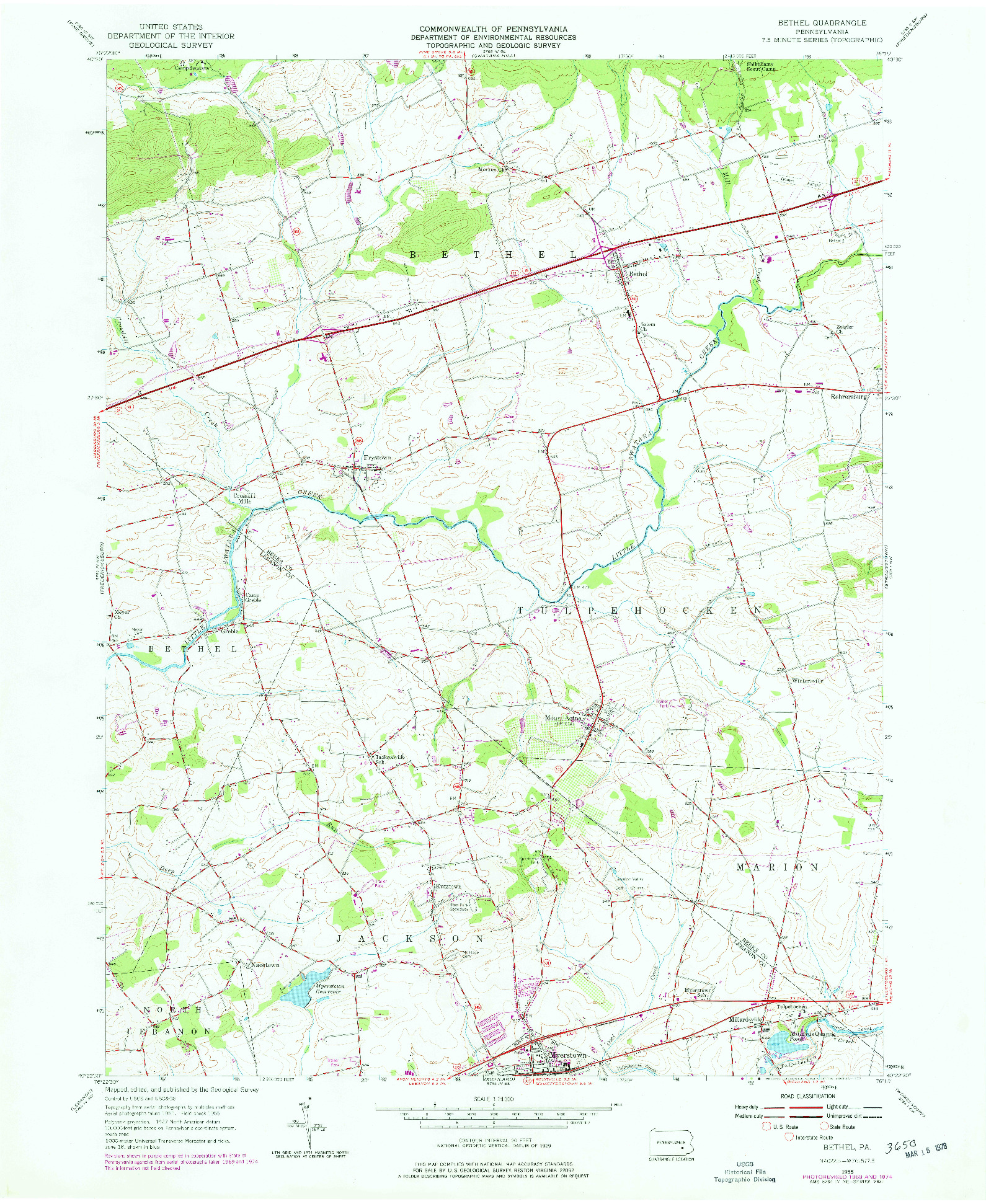 USGS 1:24000-SCALE QUADRANGLE FOR BETHEL, PA 1955