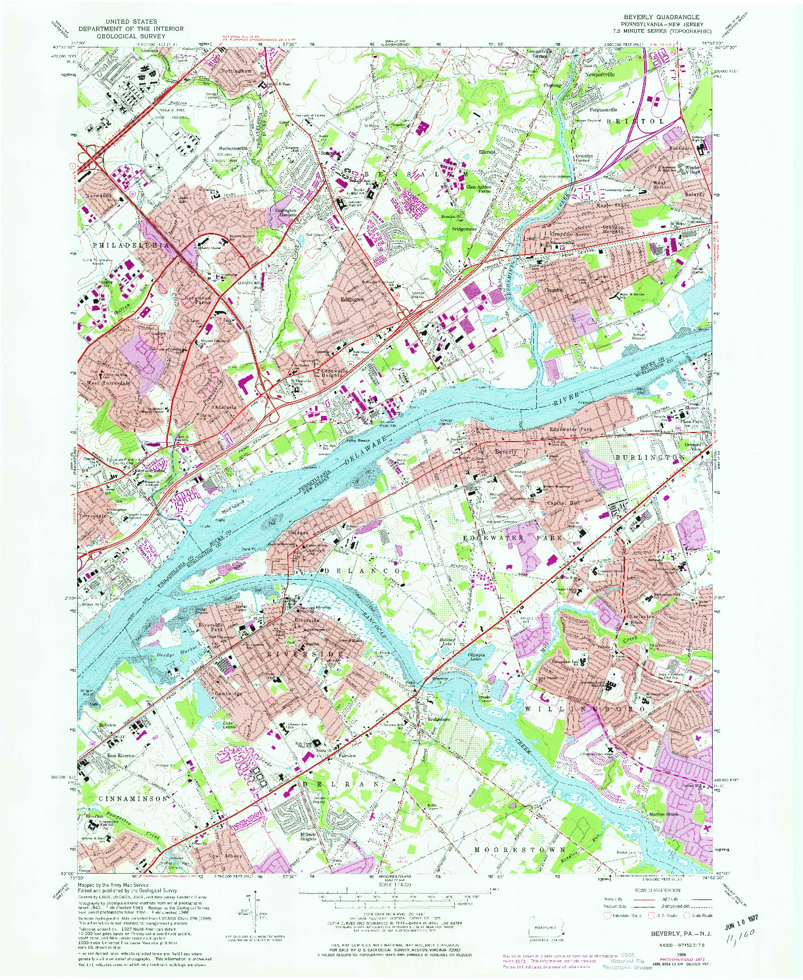 USGS 1:24000-SCALE QUADRANGLE FOR BEVERLY, PA 1966