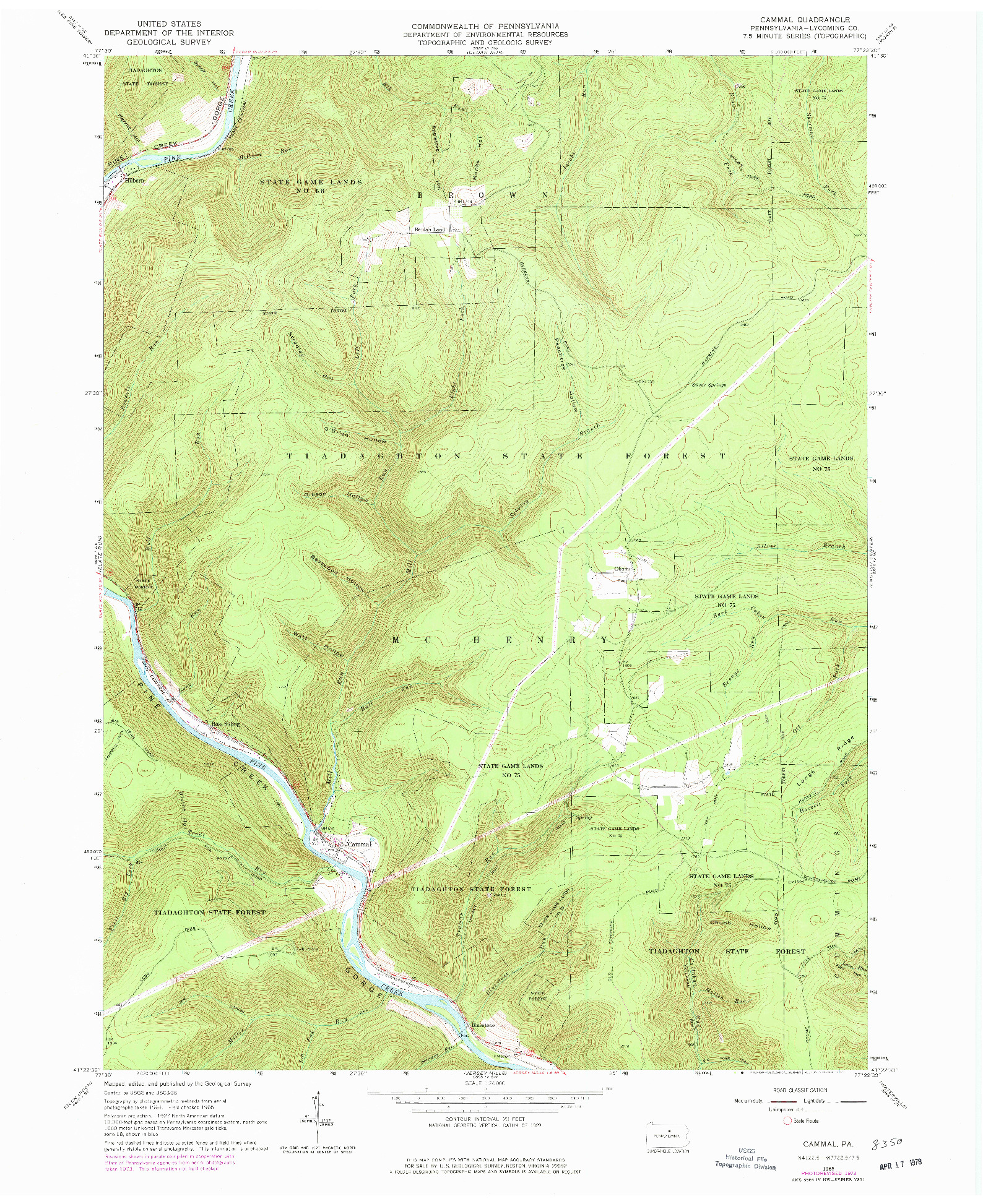 USGS 1:24000-SCALE QUADRANGLE FOR CAMMAL, PA 1965