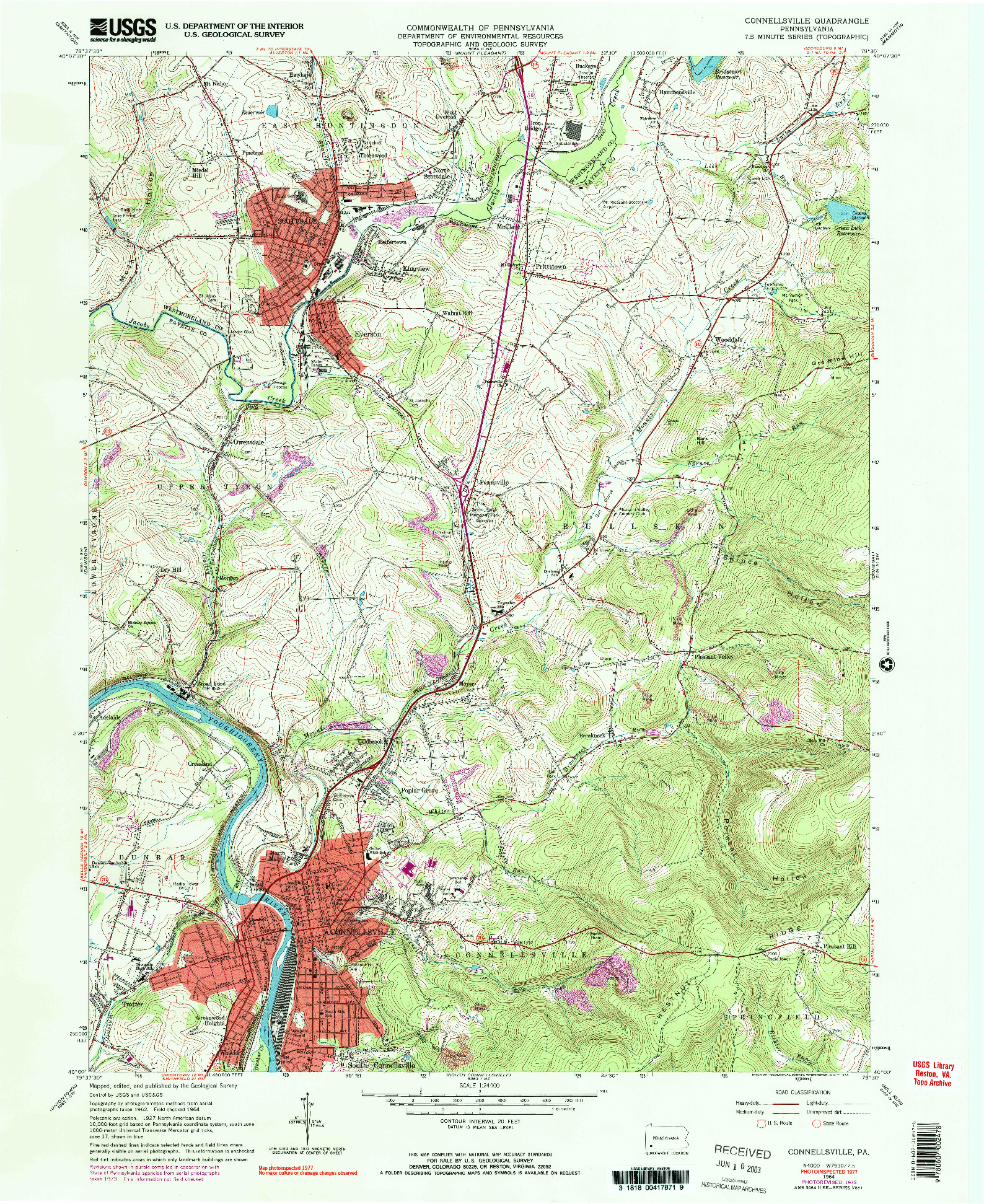 USGS 1:24000-SCALE QUADRANGLE FOR CONNELLSVILLE, PA 1964