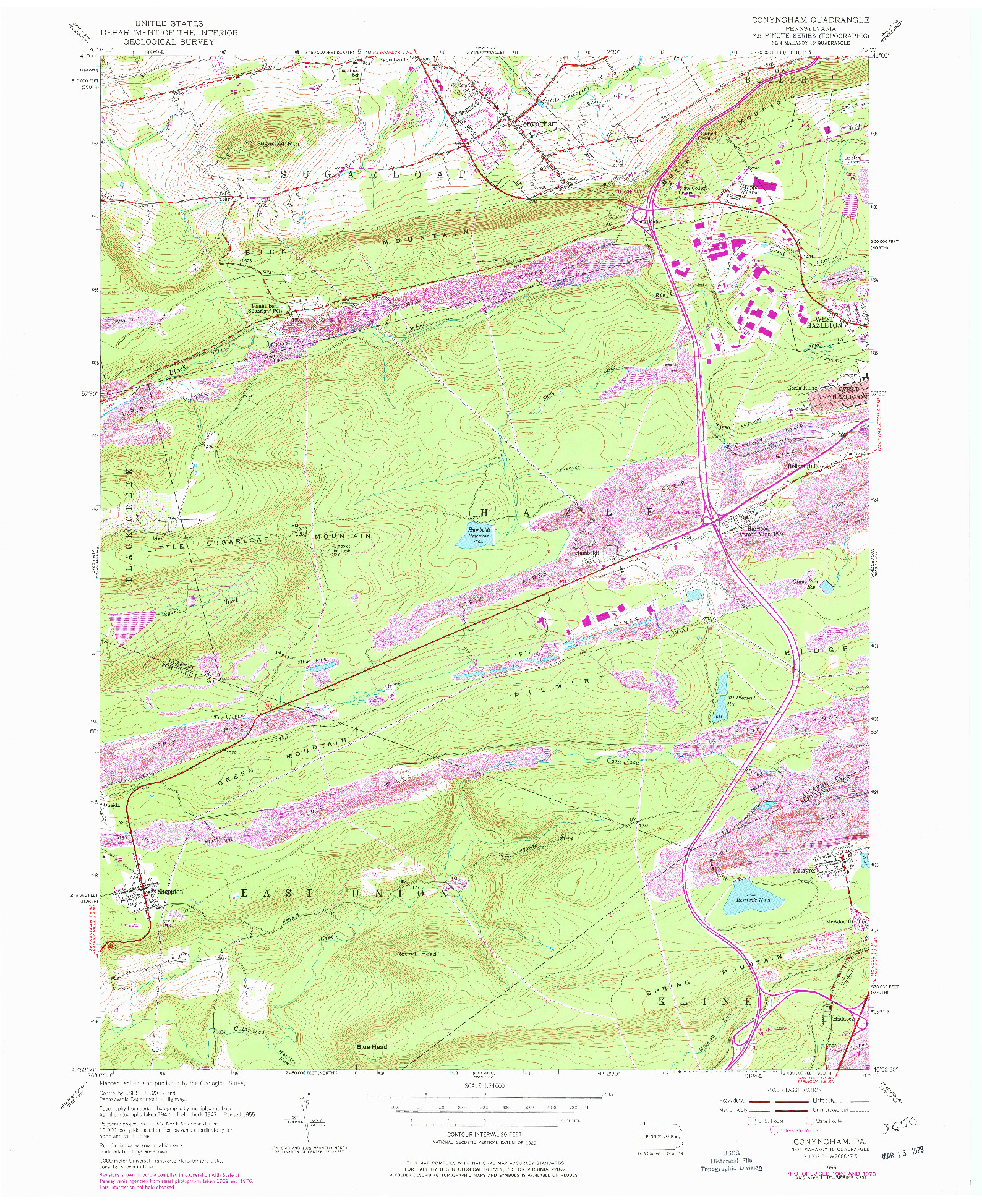 USGS 1:24000-SCALE QUADRANGLE FOR CONYNGHAM, PA 1955