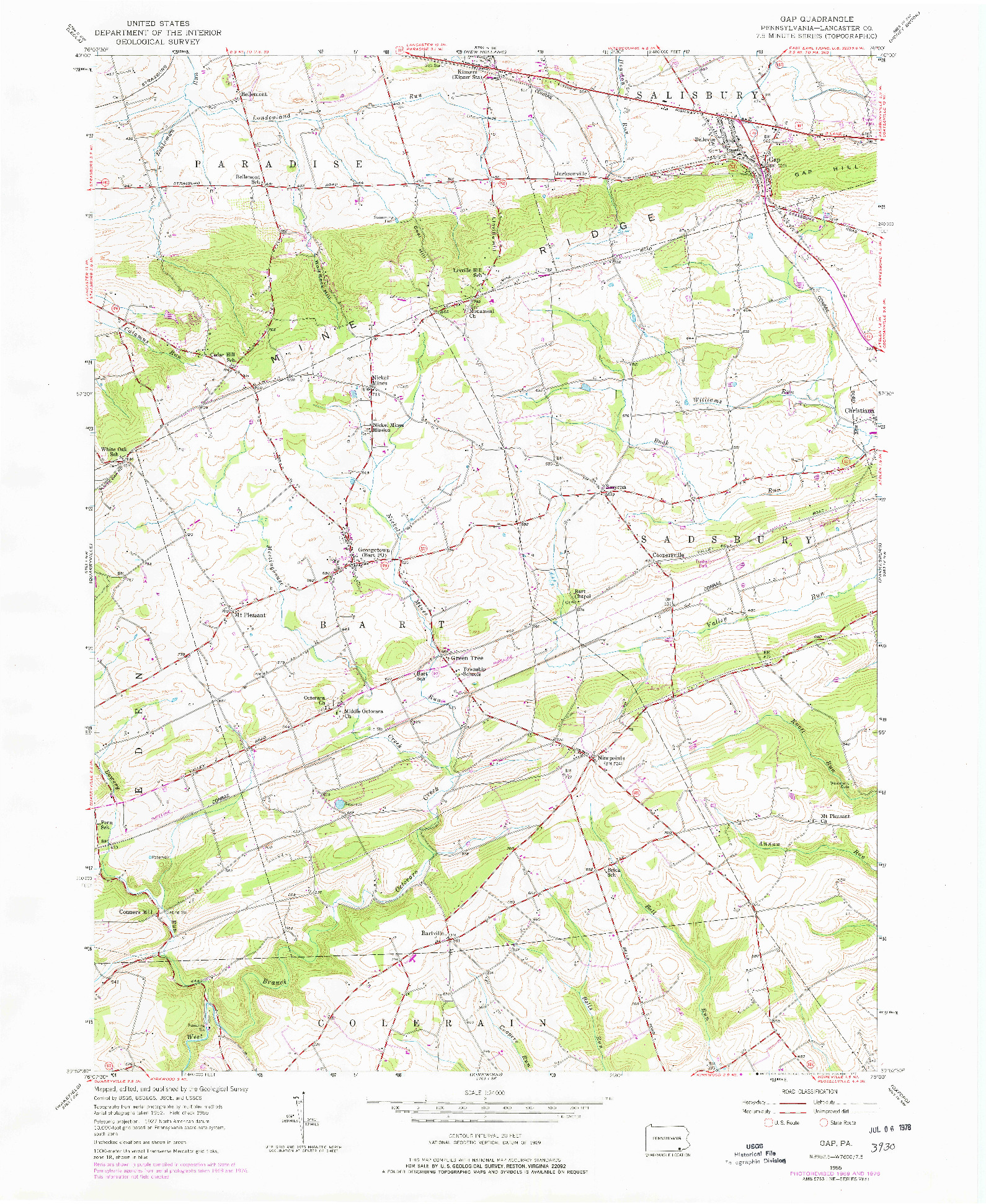 USGS 1:24000-SCALE QUADRANGLE FOR GAP, PA 1955