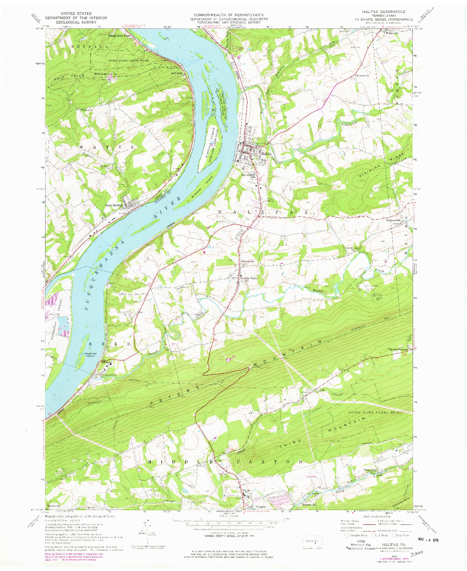 USGS 1:24000-SCALE QUADRANGLE FOR HALIFAX, PA 1969