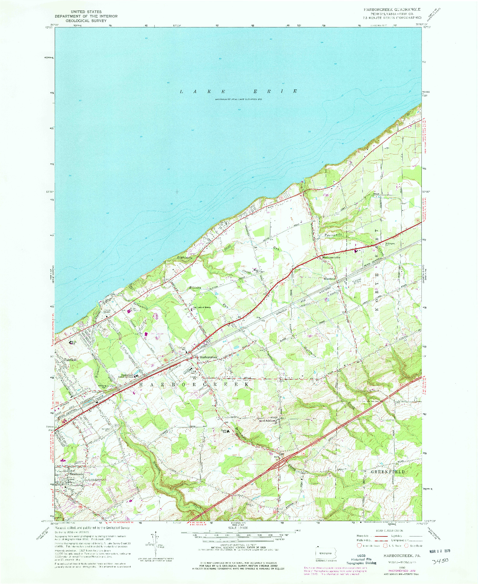 USGS 1:24000-SCALE QUADRANGLE FOR HARBORCREEK, PA 1960