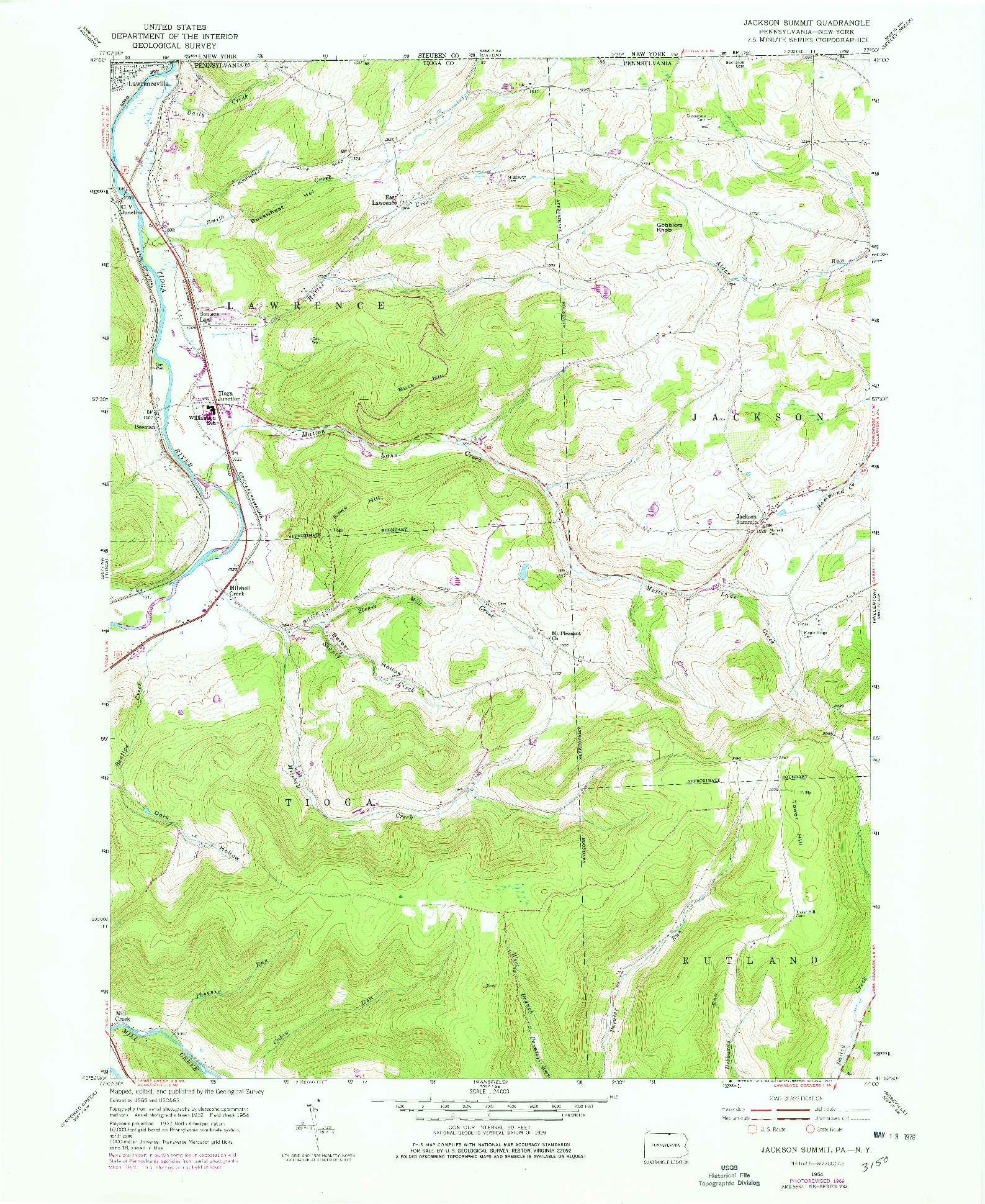 USGS 1:24000-SCALE QUADRANGLE FOR JACKSON SUMMIT, PA 1954