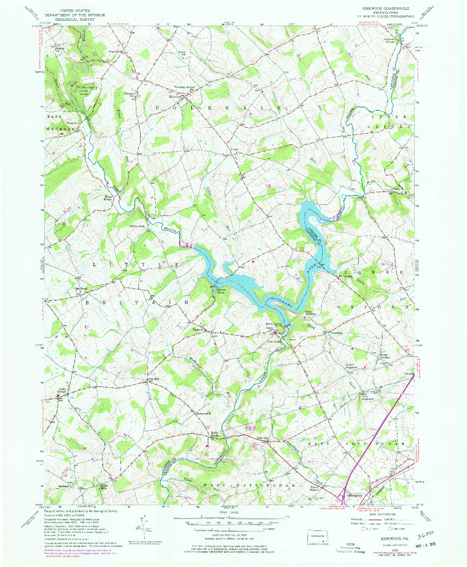 USGS 1:24000-SCALE QUADRANGLE FOR KIRKWOOD, PA 1955