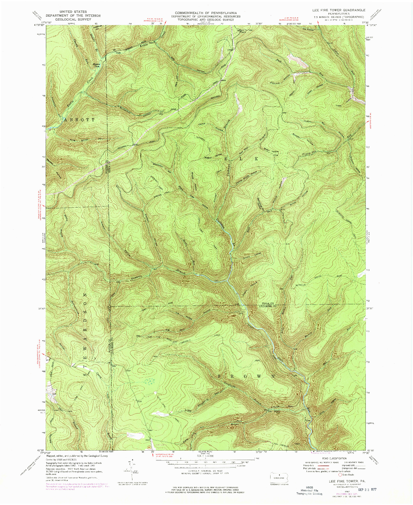 USGS 1:24000-SCALE QUADRANGLE FOR LEE FIRE TOWER, PA 1947