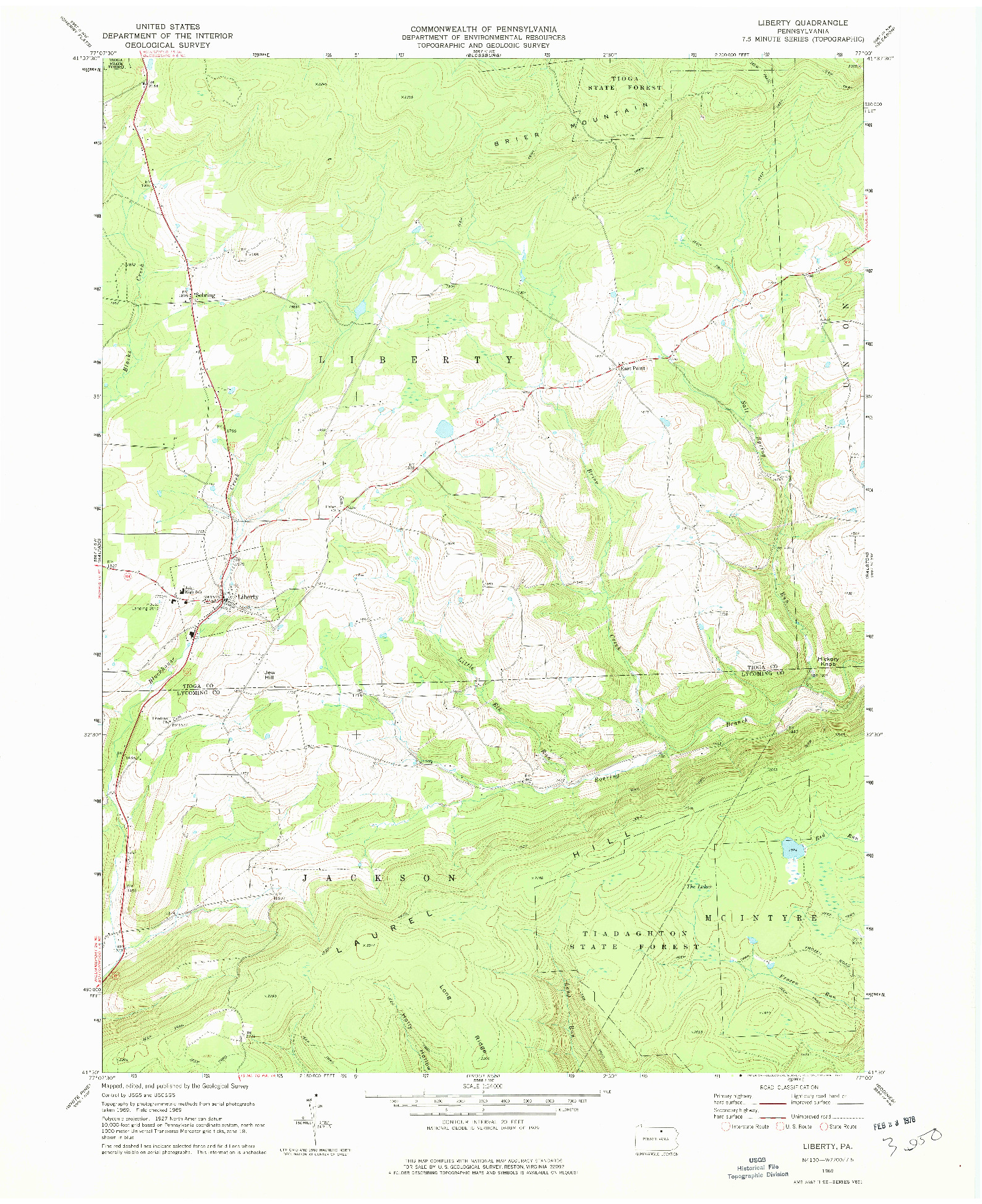 USGS 1:24000-SCALE QUADRANGLE FOR LIBERTY, PA 1969