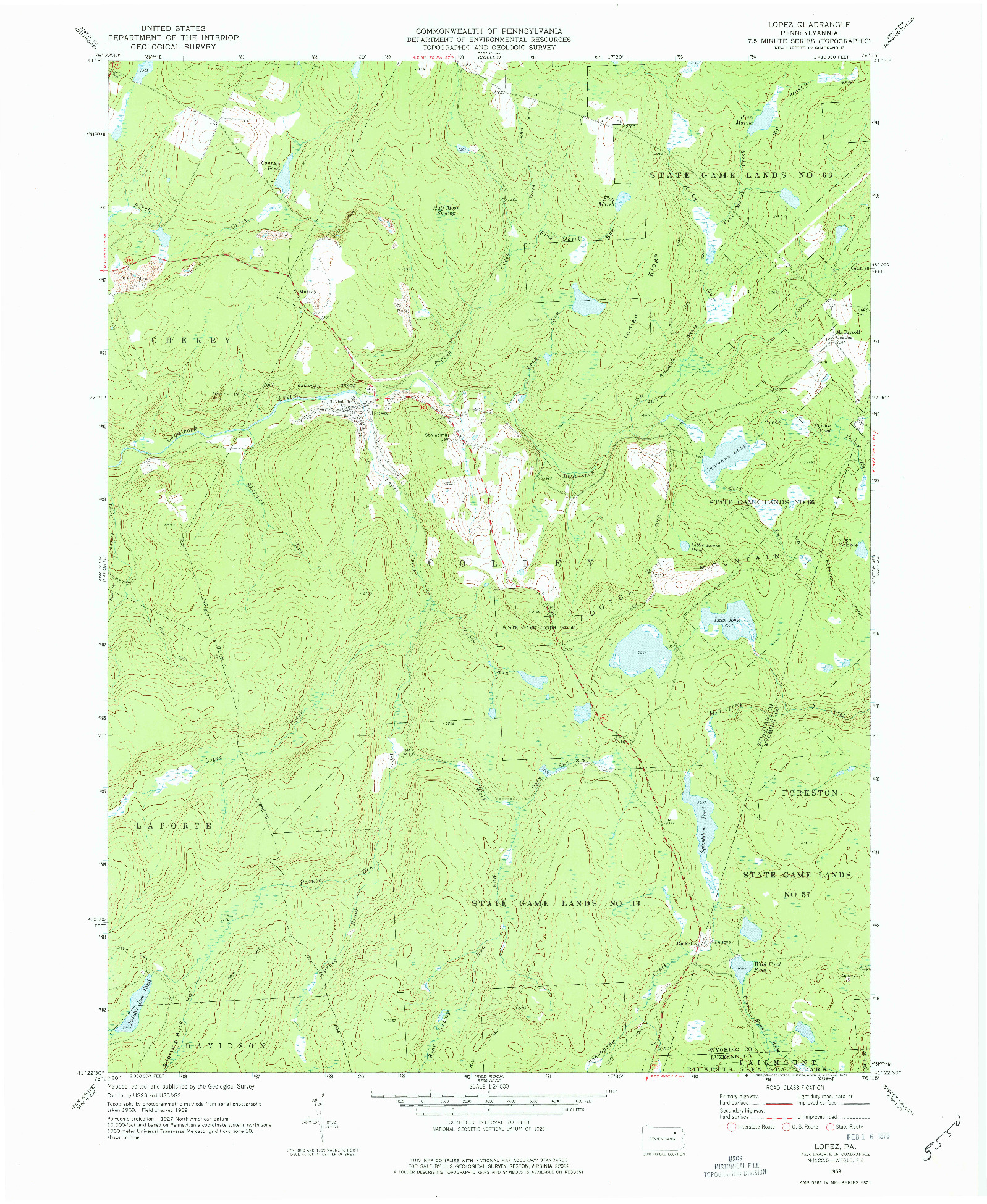 USGS 1:24000-SCALE QUADRANGLE FOR LOPEZ, PA 1969